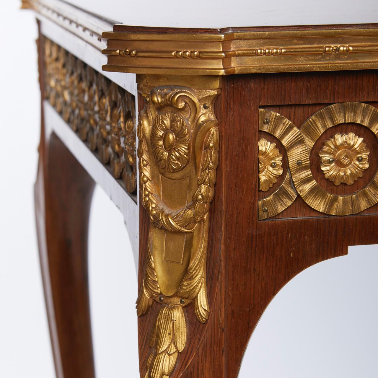Marquetry French Louis XVI-Style Console Table For Sale