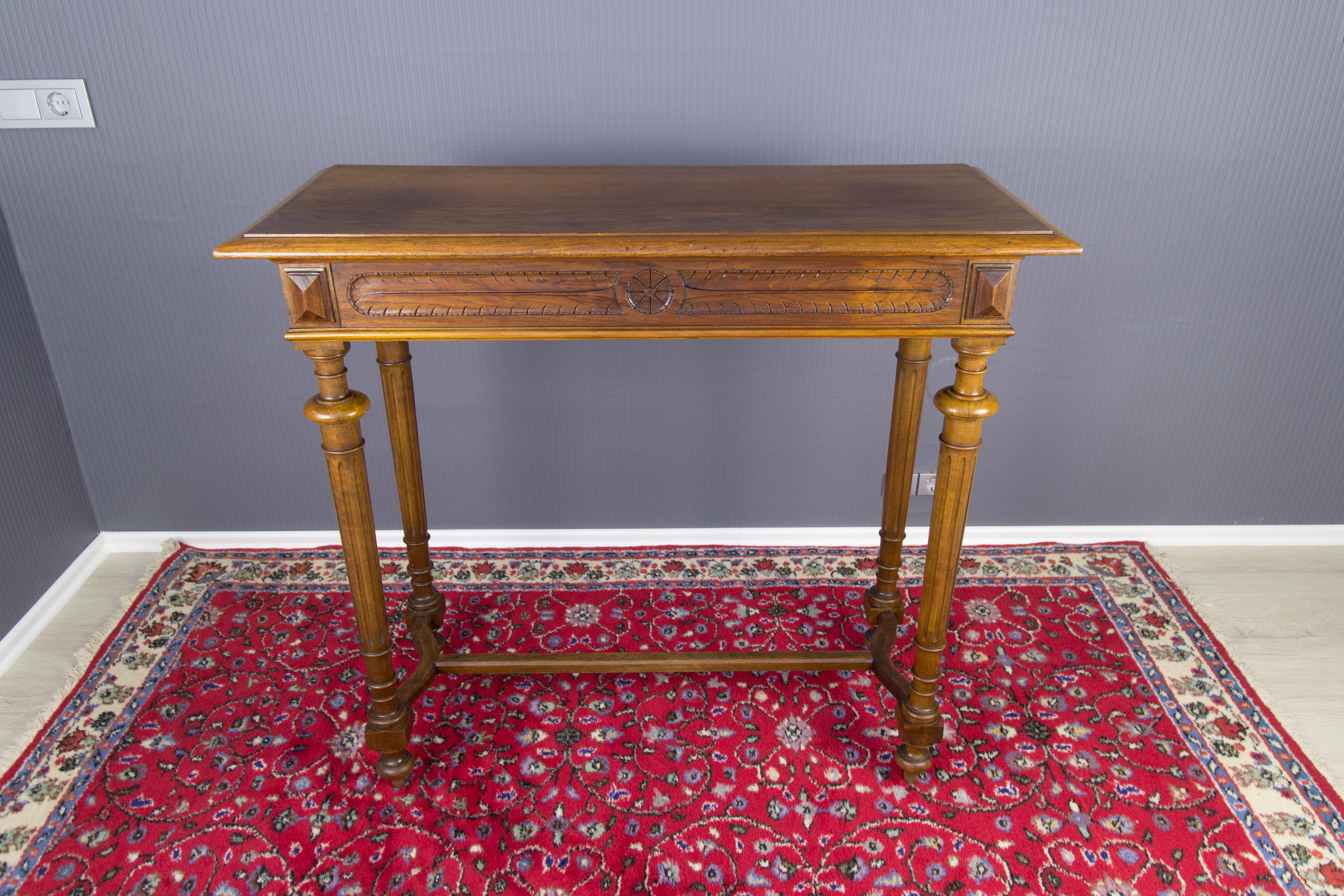 Walnut French Louis XVI Style Console Table