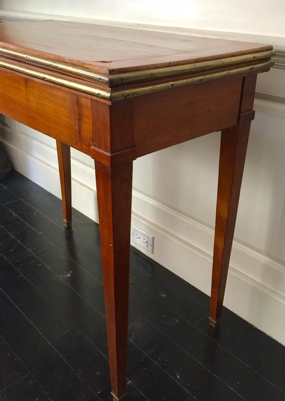 Marquetry French Louis XVI Style Console Table/Games Table For Sale