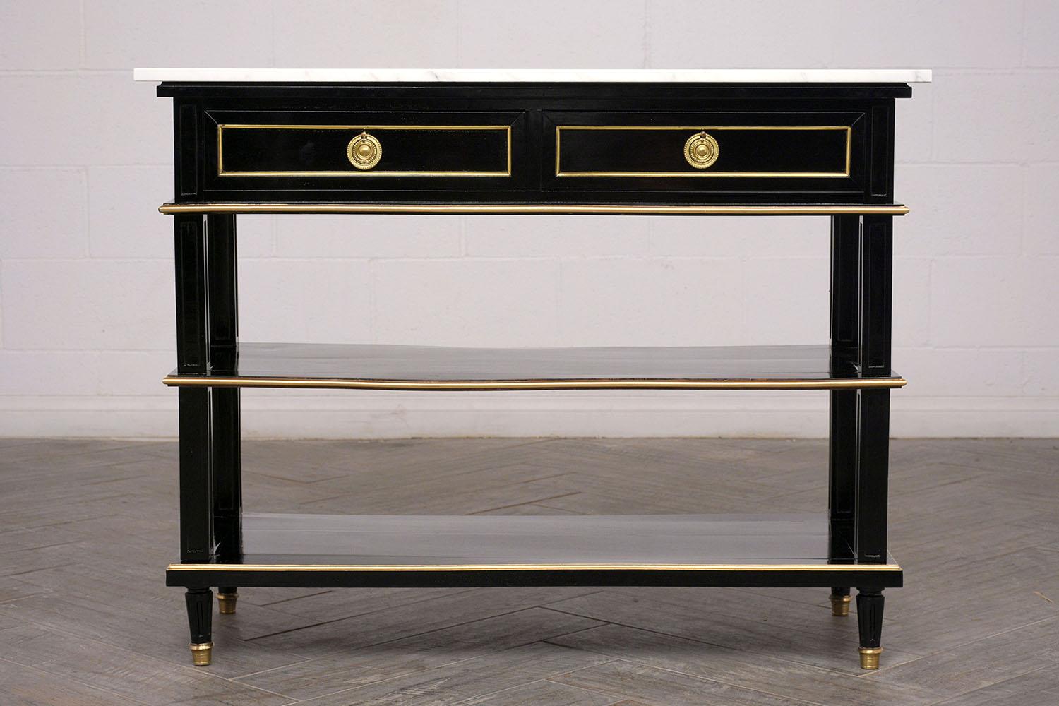 French Louis XVI Style Console with Ebonized Finish In Good Condition In Los Angeles, CA