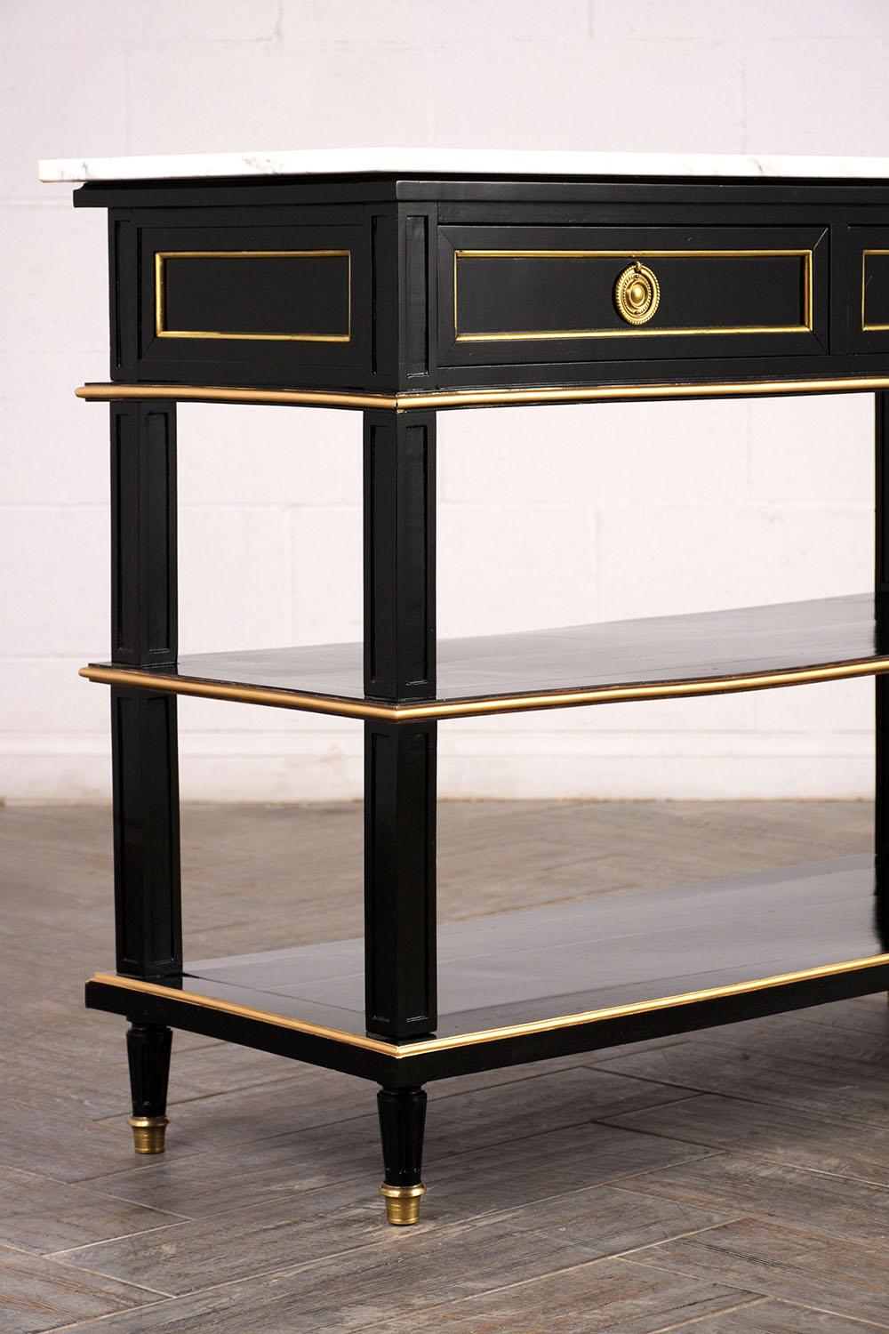 Early 20th Century French Louis XVI Style Console with Ebonized Finish