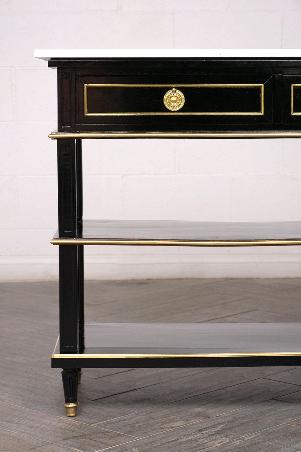 French Louis XVI Style Console with Ebonized Finish im Zustand „Gut“ in Los Angeles, CA