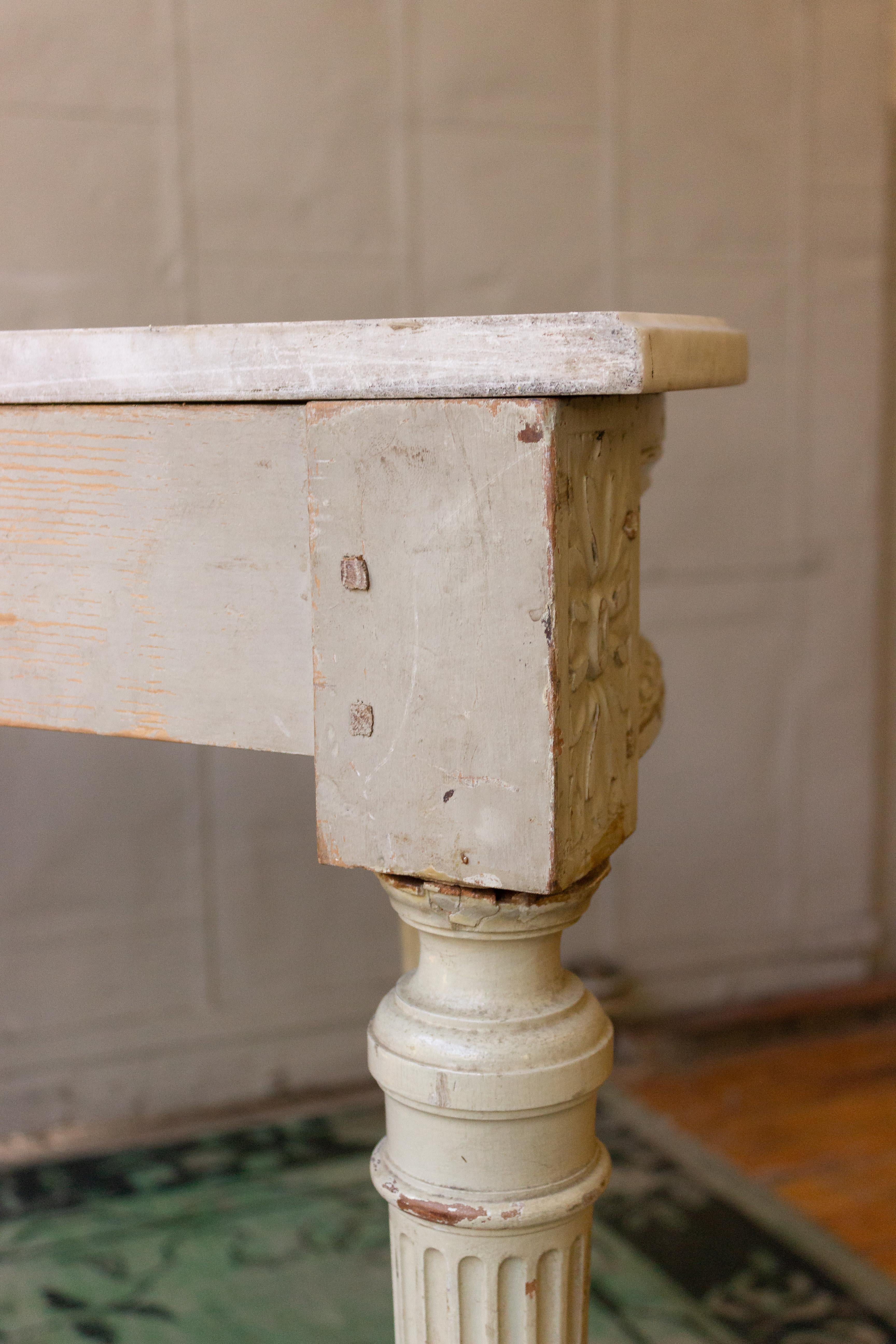 French Louis XVI Style Demi-Lune Console with Marble Top 5
