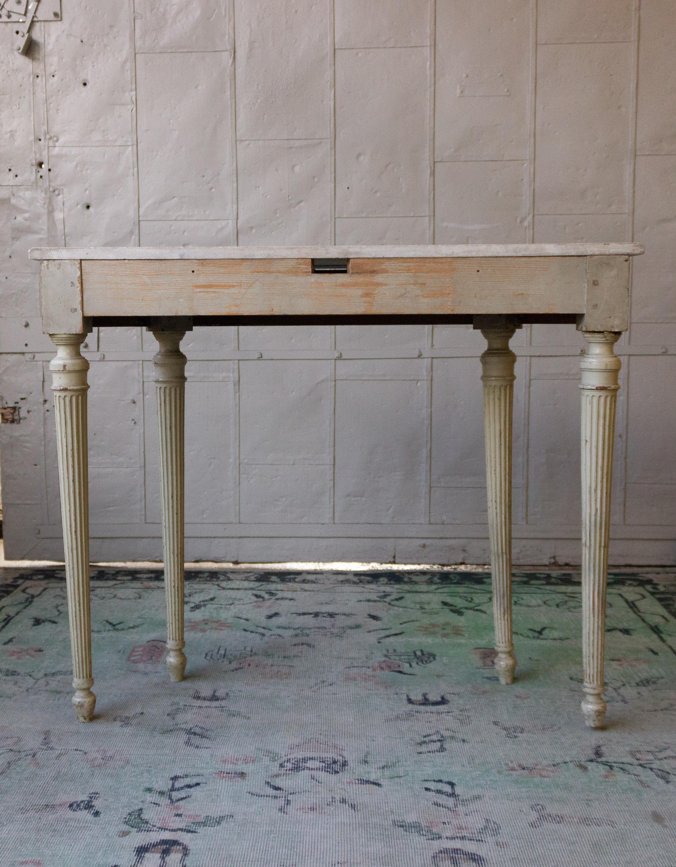 French Louis XVI Style Demi-Lune Console with Marble Top 6