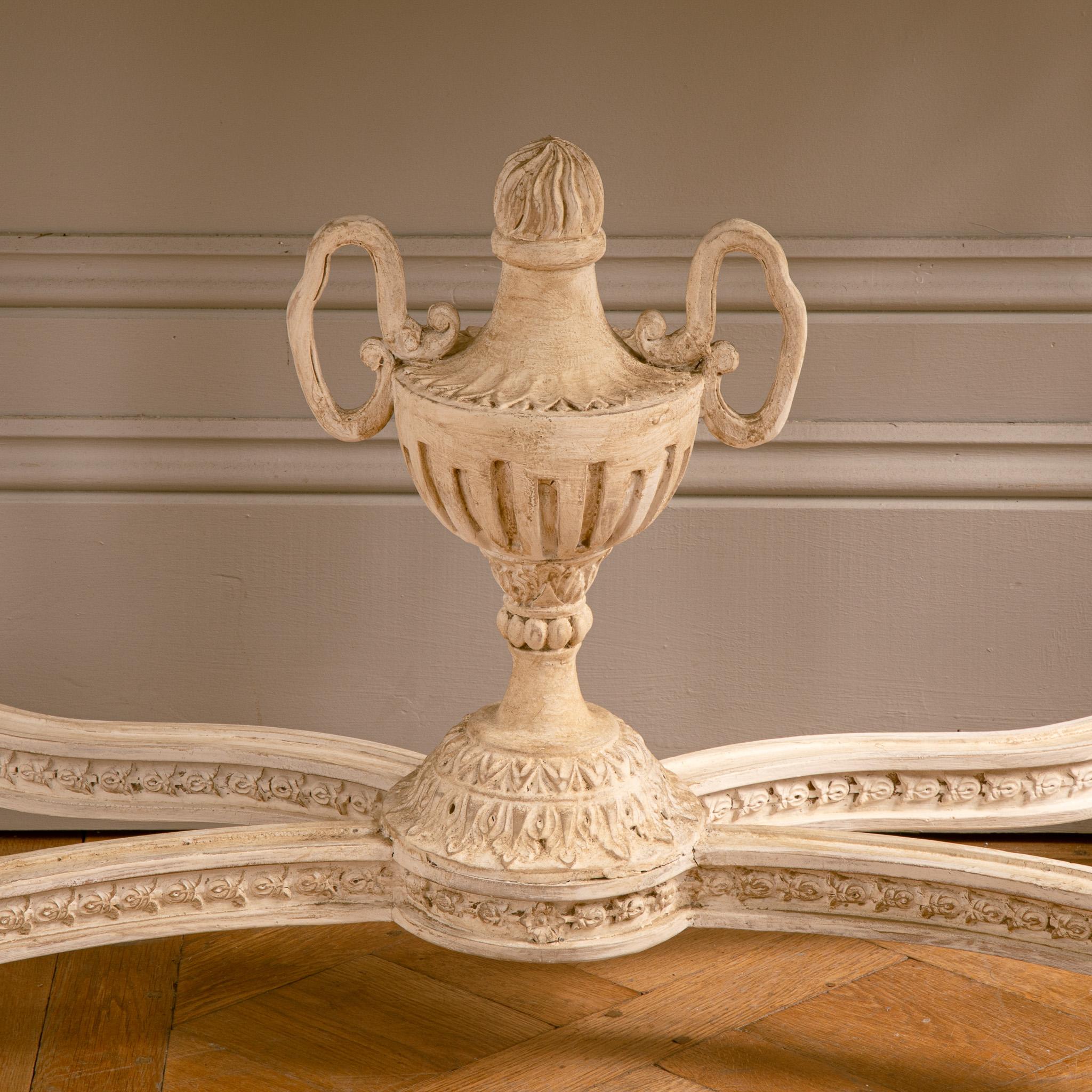 Contemporary French Louis XVI Style Demi-Lune Console With Marble by La Maison London For Sale