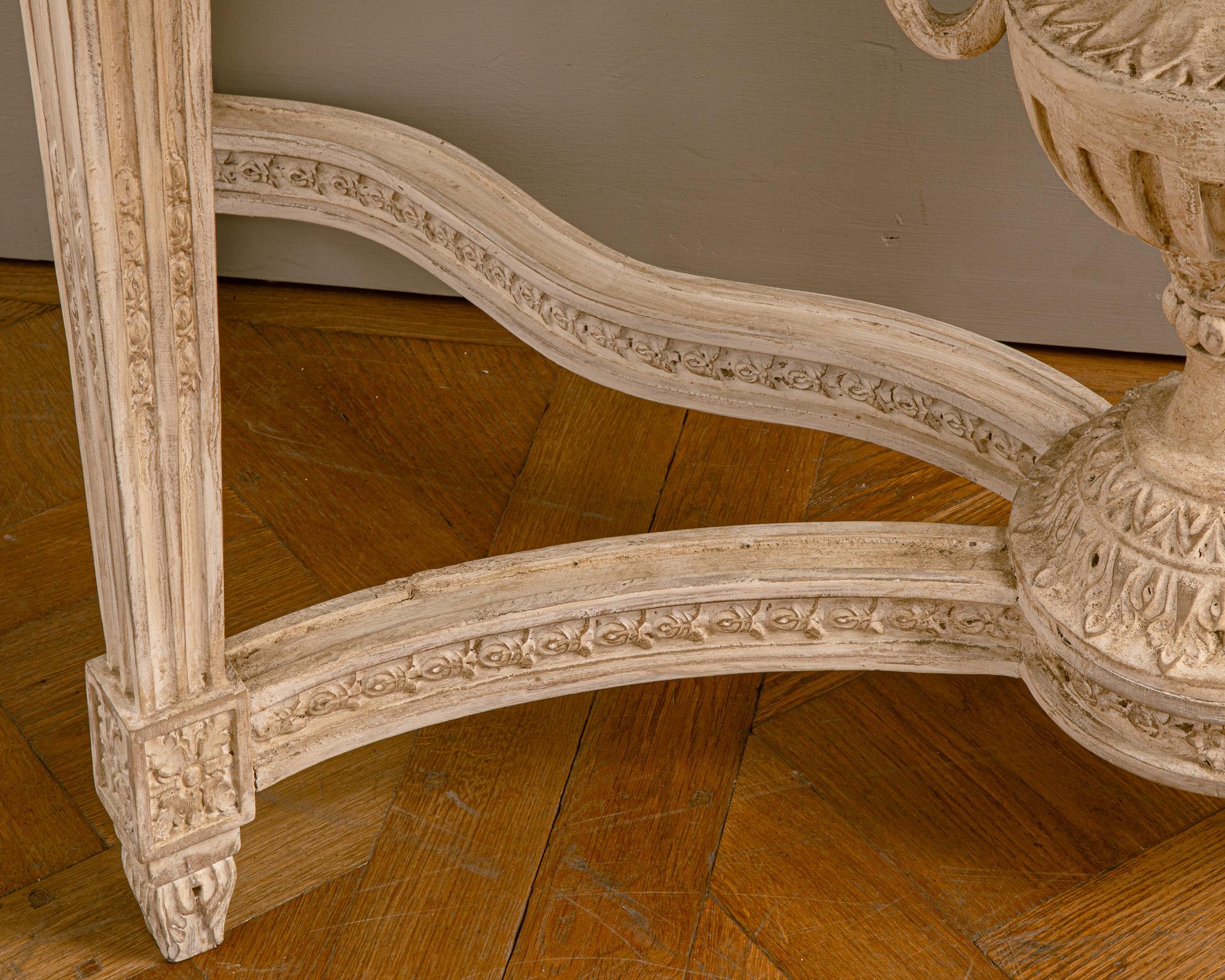 French Louis XVI Style Demi-Lune Console With Marble by La Maison London For Sale 1