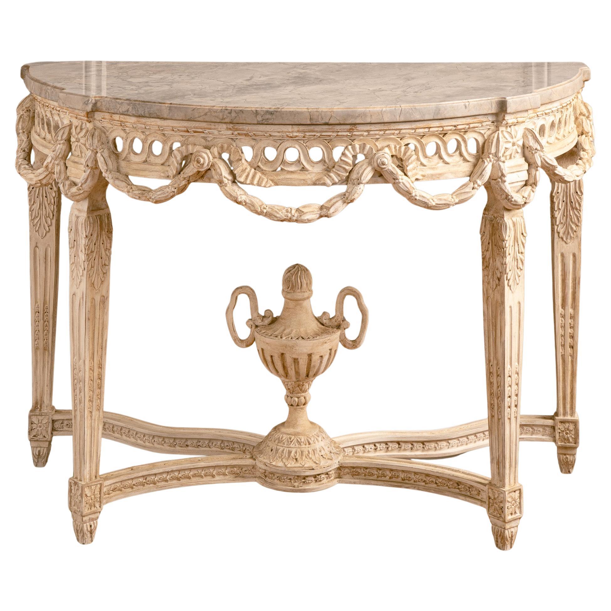 Französische Demi-Lune-Konsole im Louis-XVI.-Stil mit Marmor von La Maison London