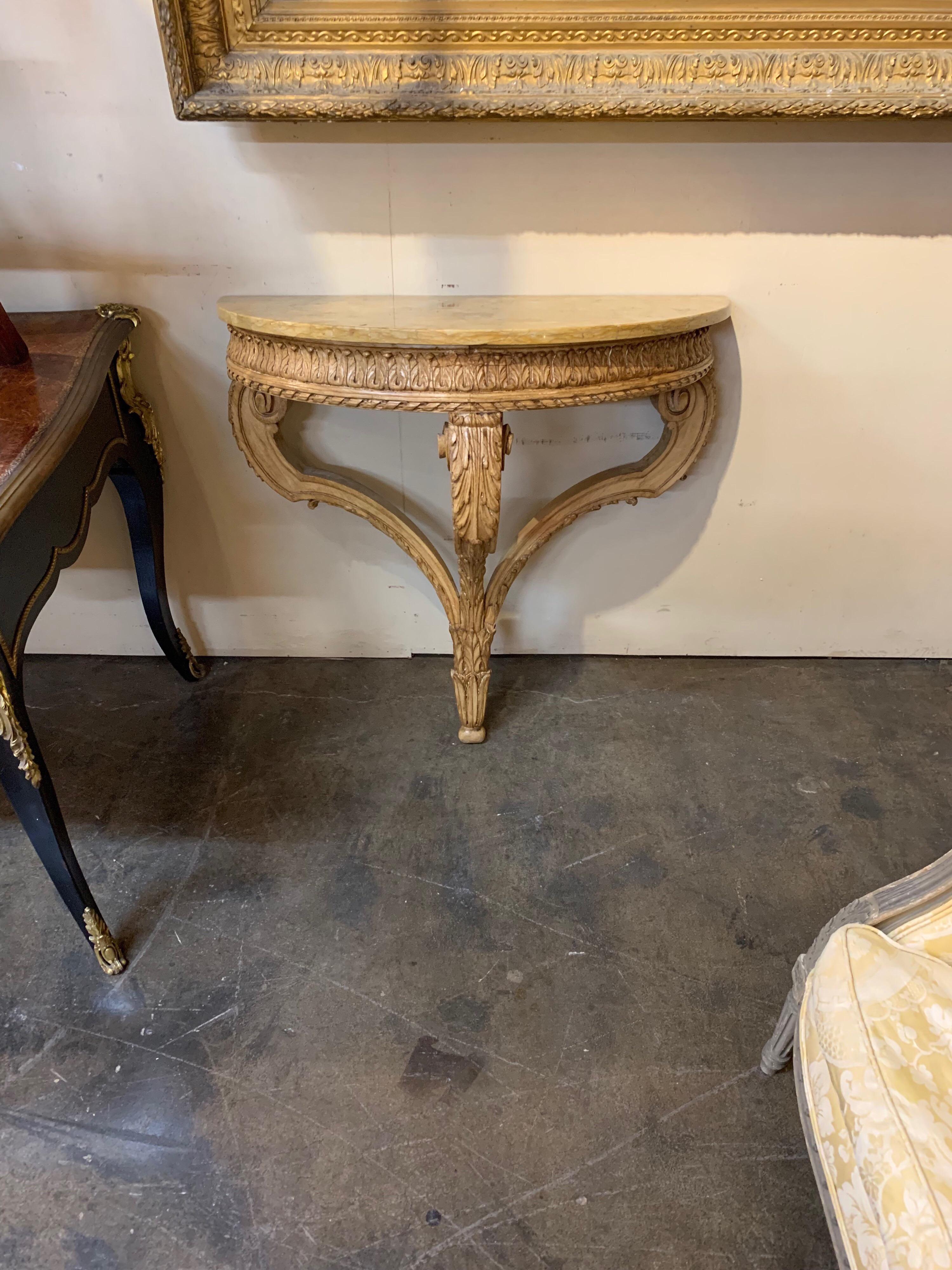 Pine French Louis XVI Style Demi-Lune Table