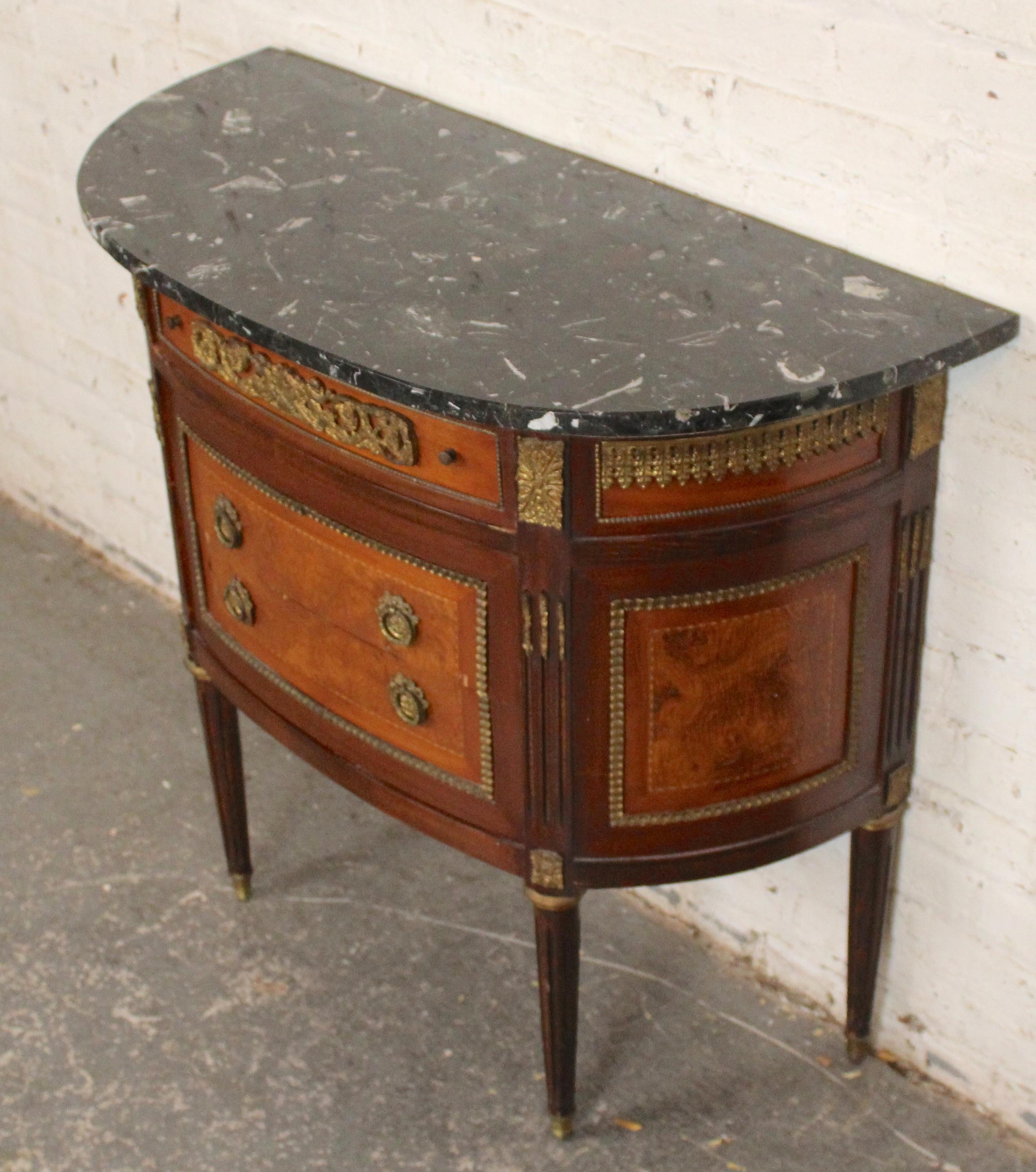 French Louis XVI Style Demilune Commode Chest For Sale at 1stDibs