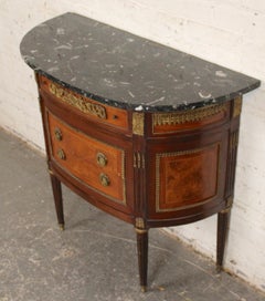 French Louis XVI Style Demilune Commode Chest