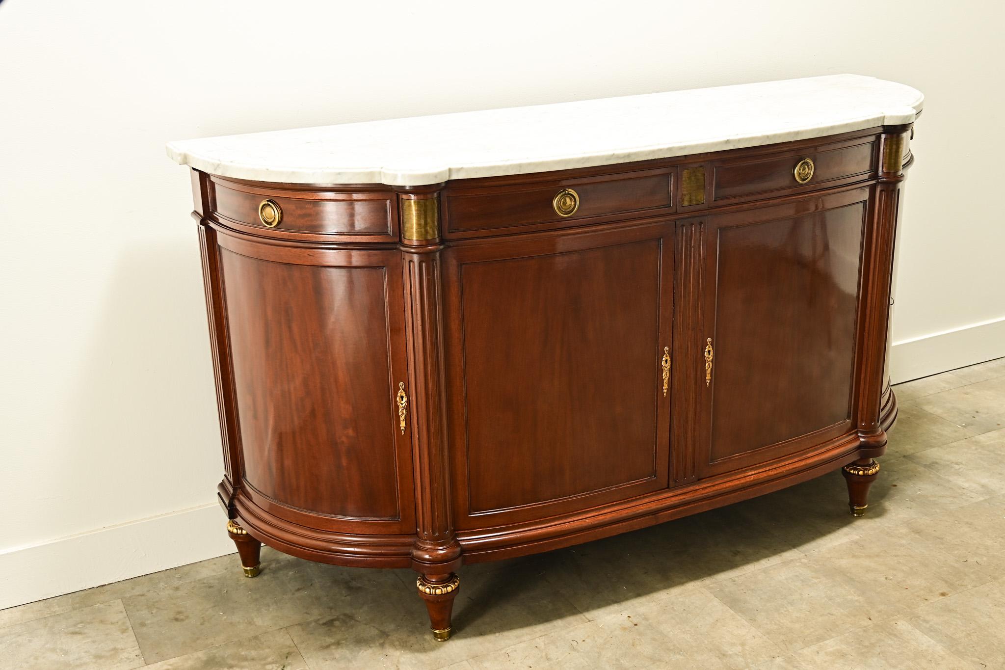 French Louis XVI Style Demilune Enfilade In Good Condition For Sale In Baton Rouge, LA