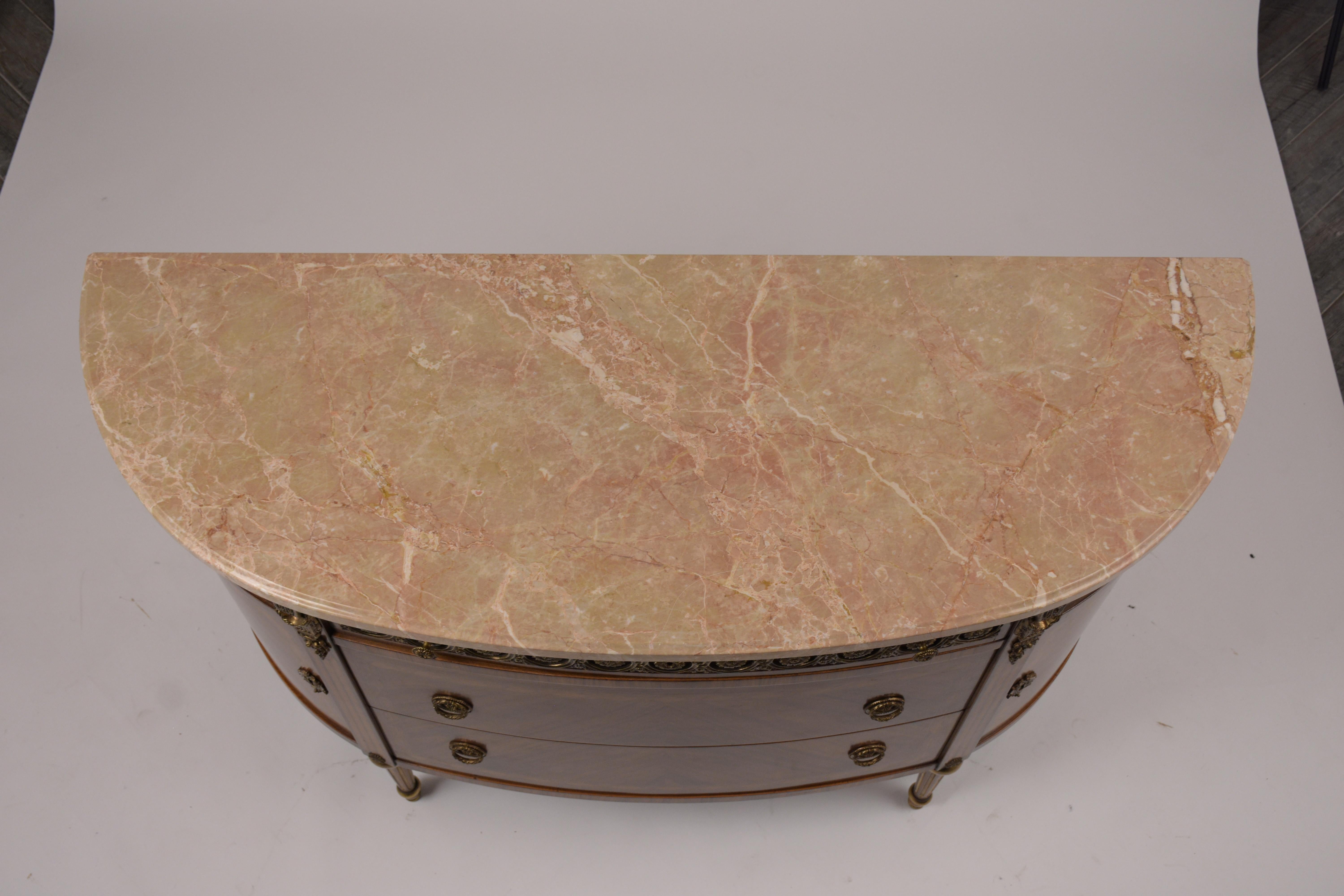 Marble Top Louis XVI Demilune In Good Condition In Los Angeles, CA
