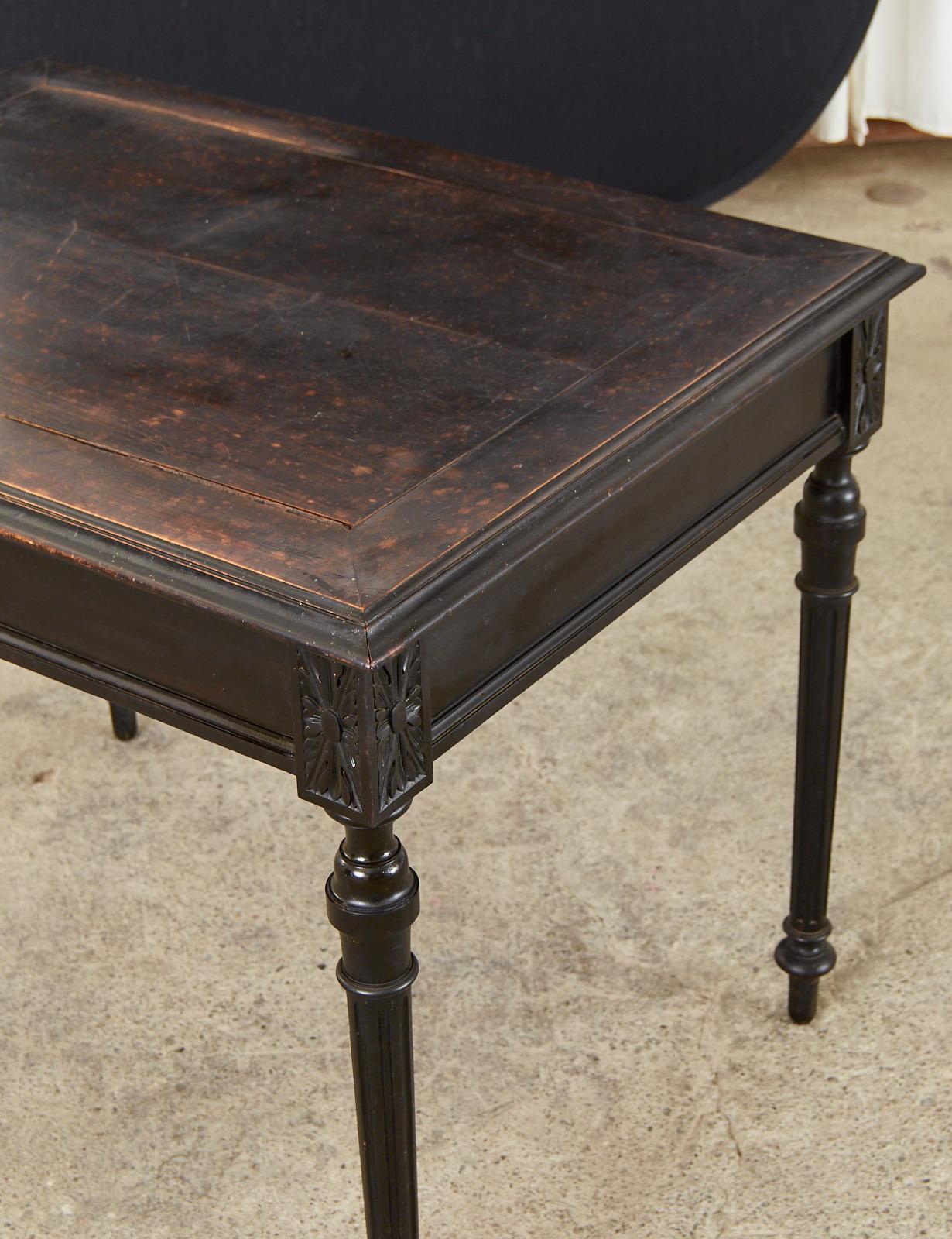 French Louis XVI Style Diminutive Ebonized Writing Table In Good Condition For Sale In Rio Vista, CA