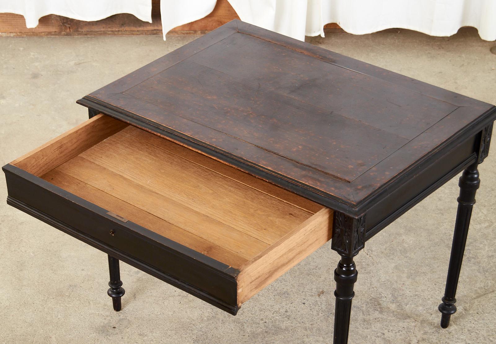 19th Century French Louis XVI Style Diminutive Ebonized Writing Table For Sale