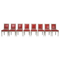 French Louis XVI Style Dining Chairs Hand-Made in France, Upholstered in Chicago
