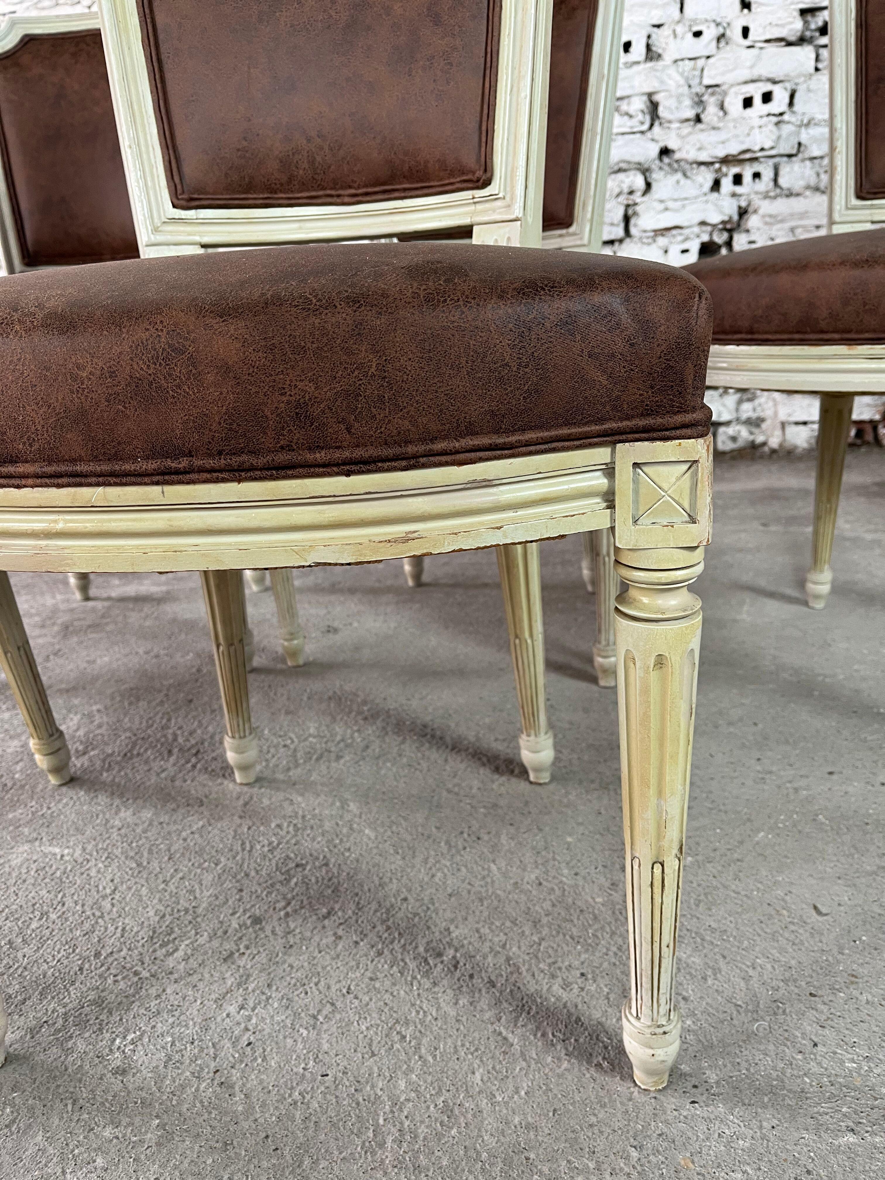 French Louis XVI Style Dining Chairs, Reupholstered – Set of 6 en vente 8