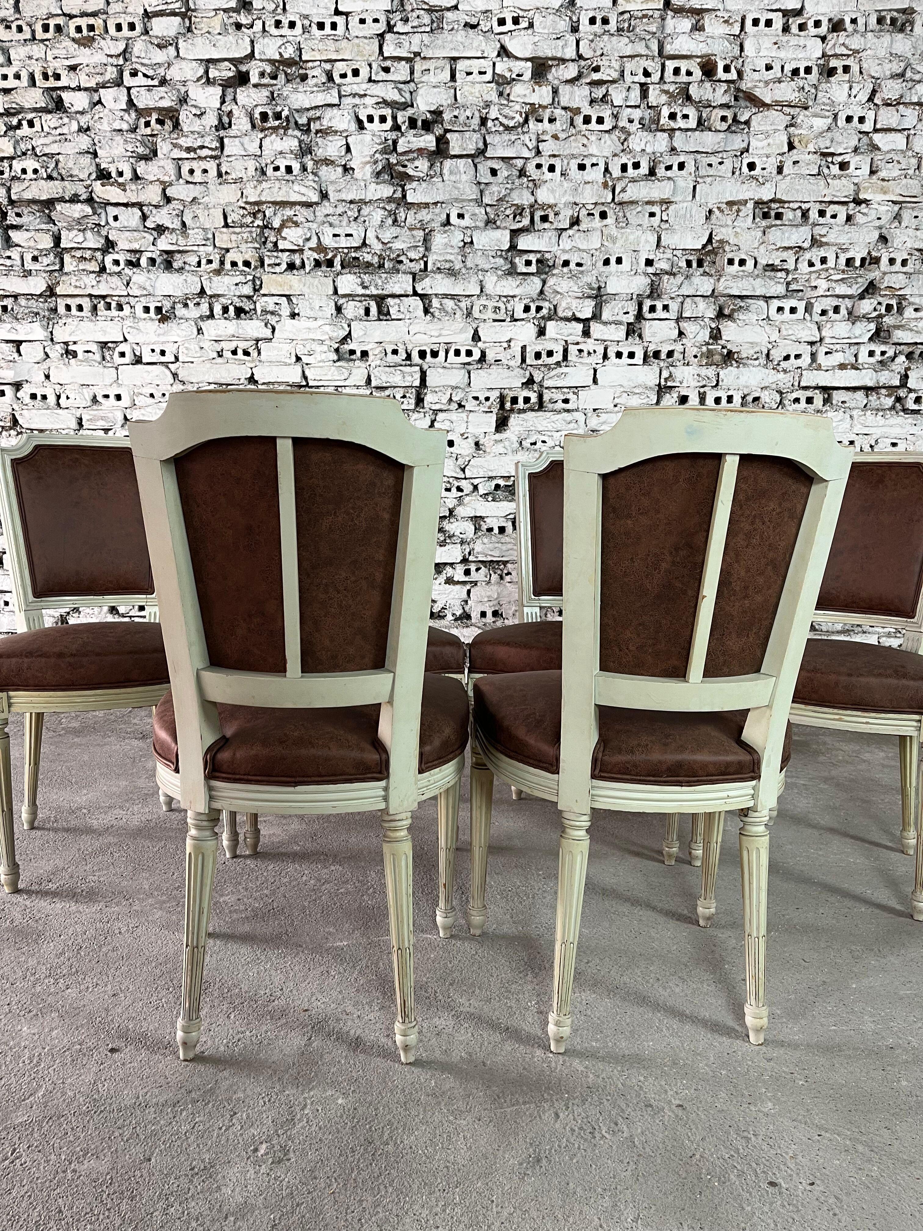 French Louis XVI Style Dining Chairs, Reupholstered – Set of 6 en vente 3