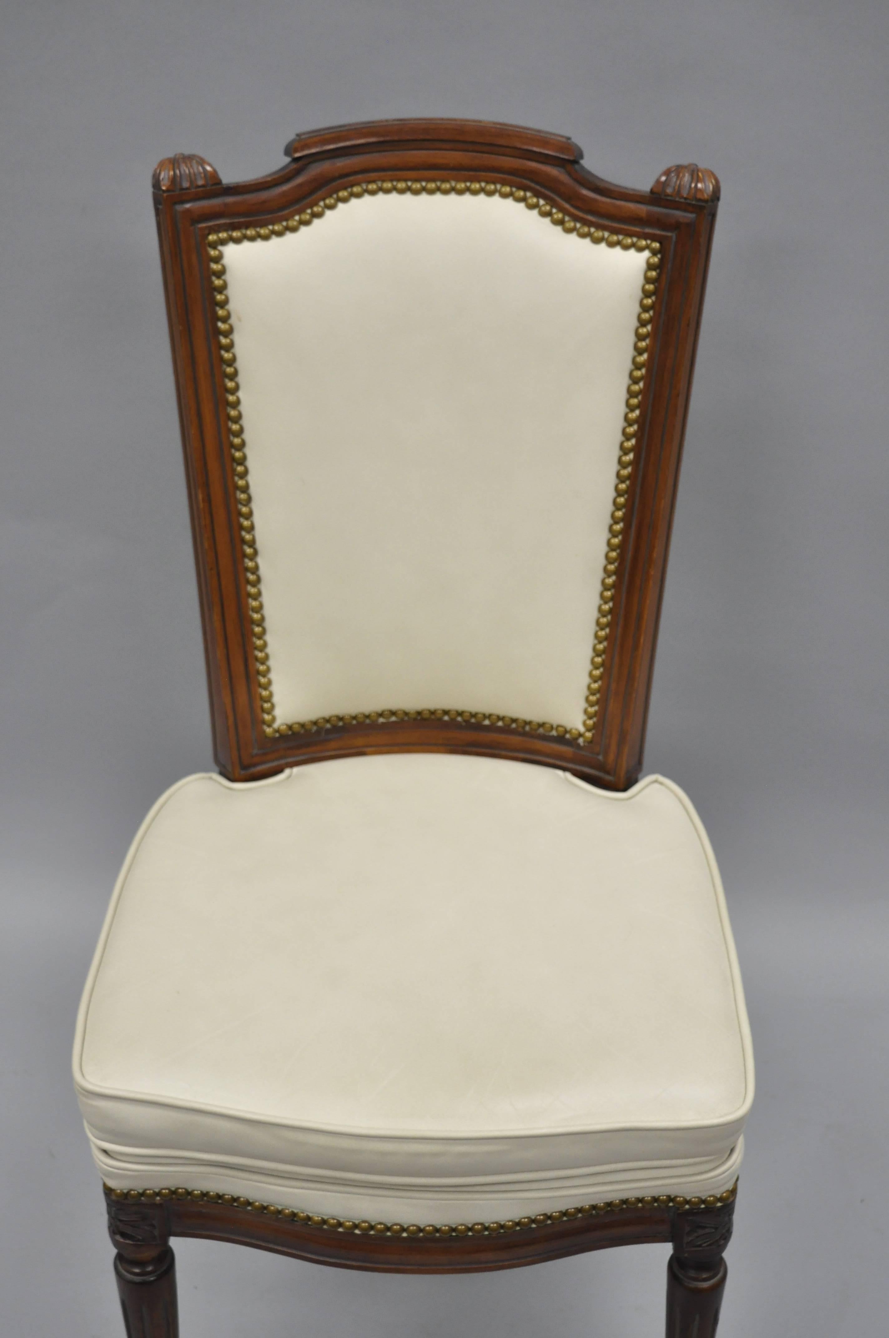 French Louis XVI Style Dining Chairs with Leather Upholstery Set of Eight 5