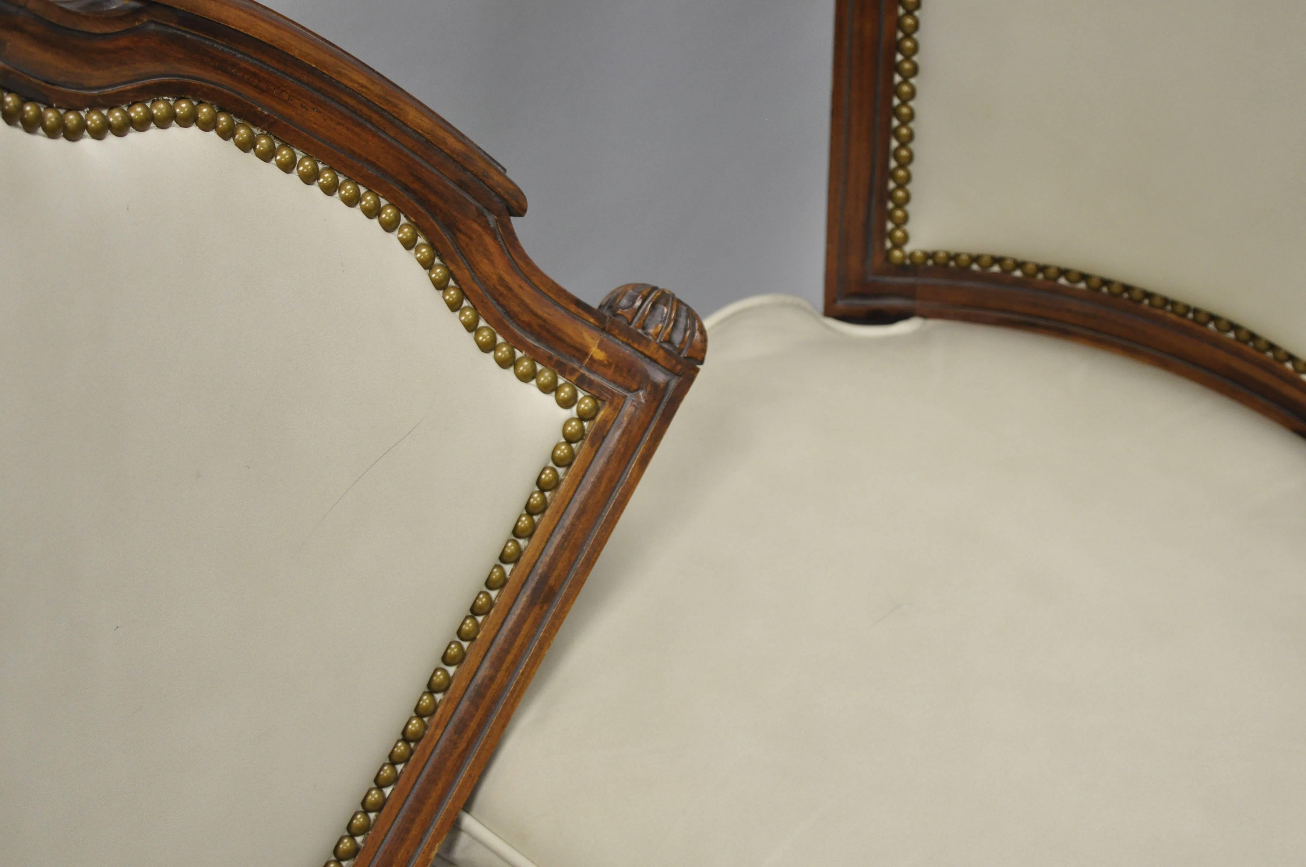 French Louis XVI Style Dining Chairs with Leather Upholstery Set of Eight 6