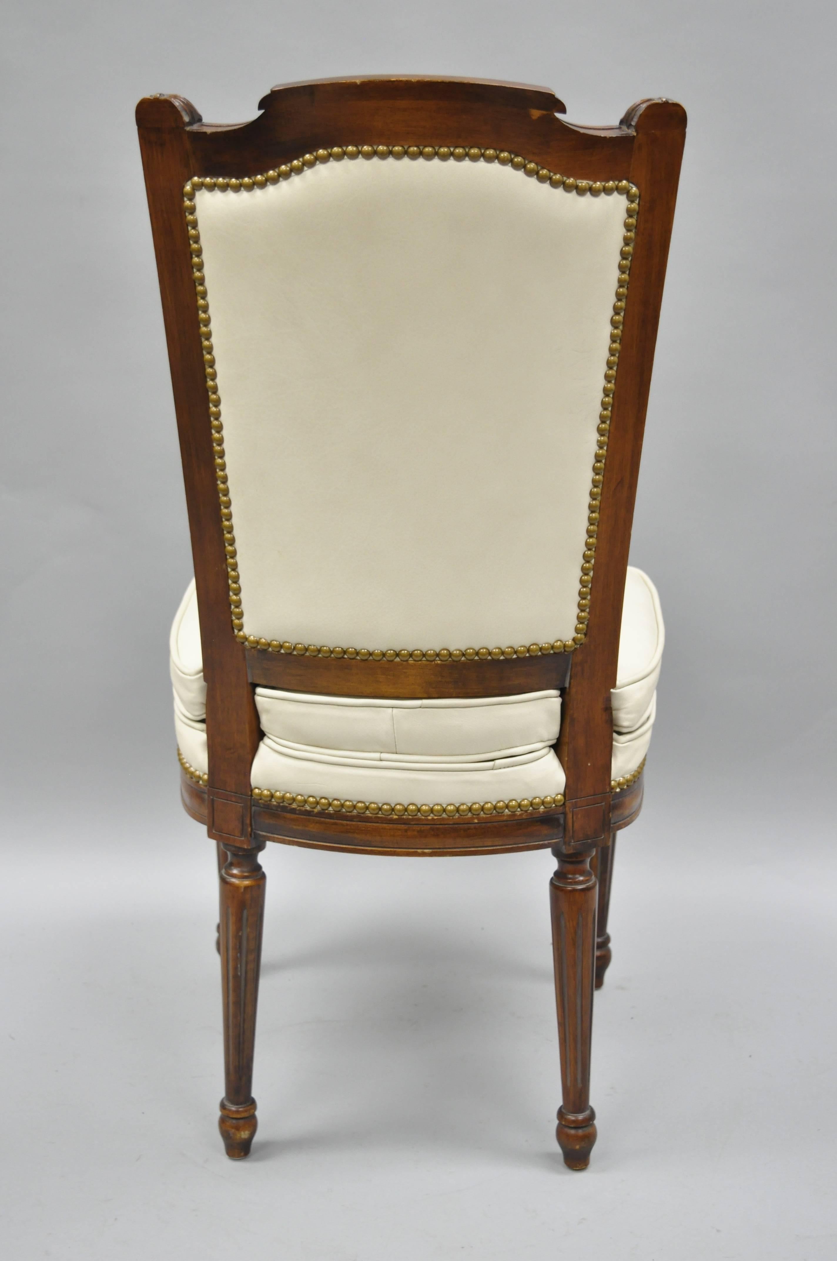 French Louis XVI Style Dining Chairs with Leather Upholstery Set of Eight 8