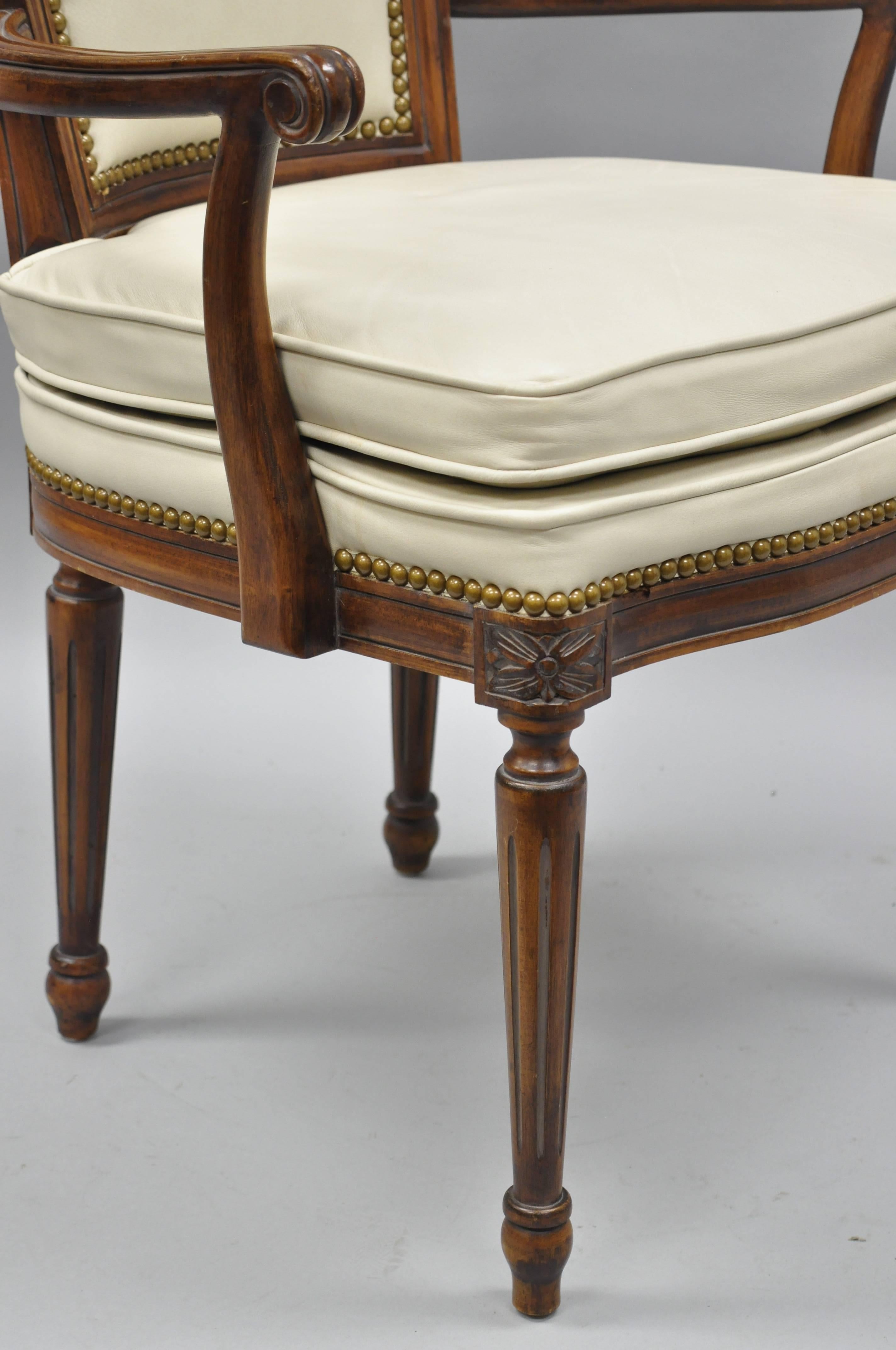 French Louis XVI Style Dining Chairs with Leather Upholstery Set of Eight 9