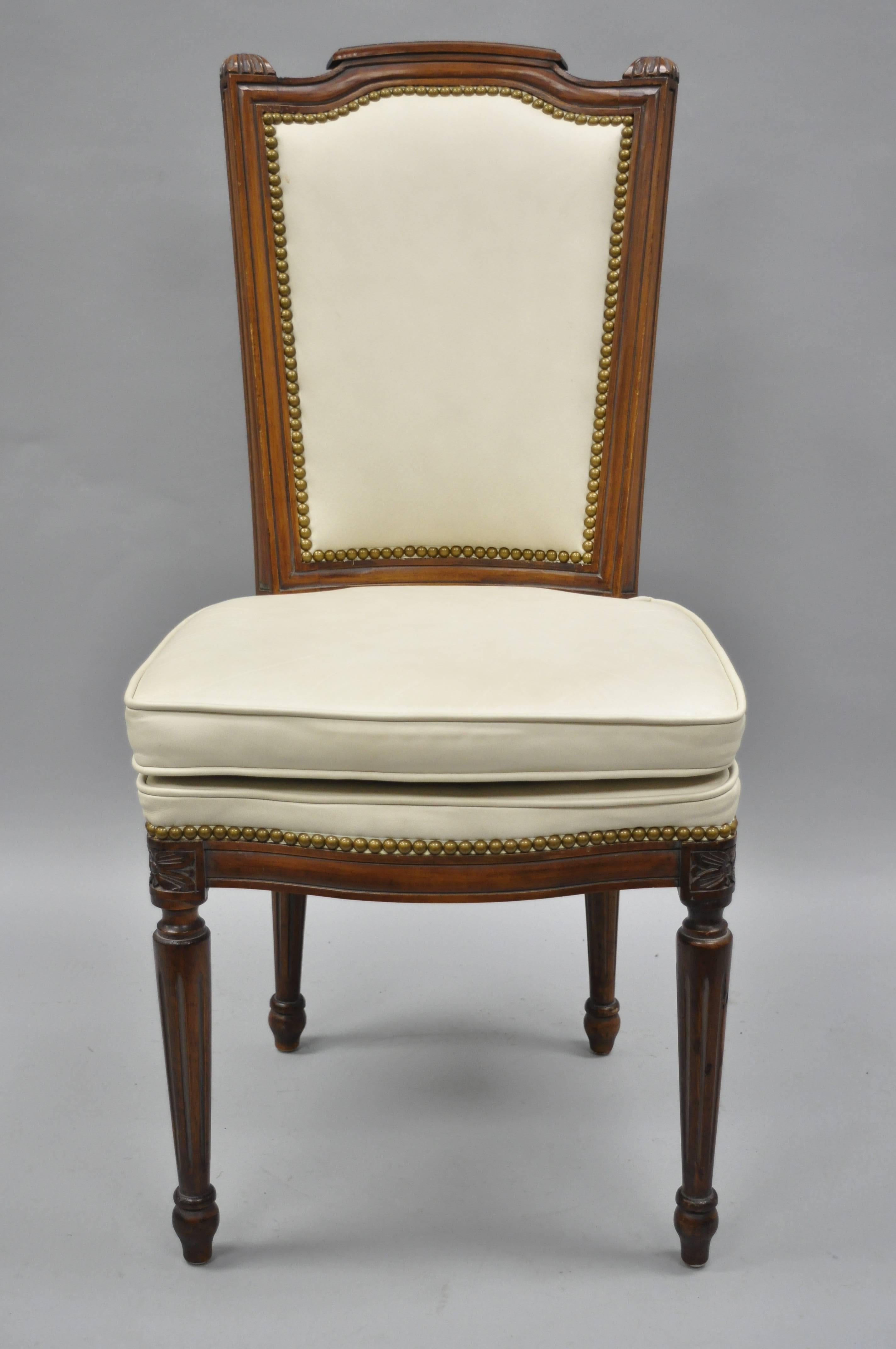 American French Louis XVI Style Dining Chairs with Leather Upholstery Set of Eight