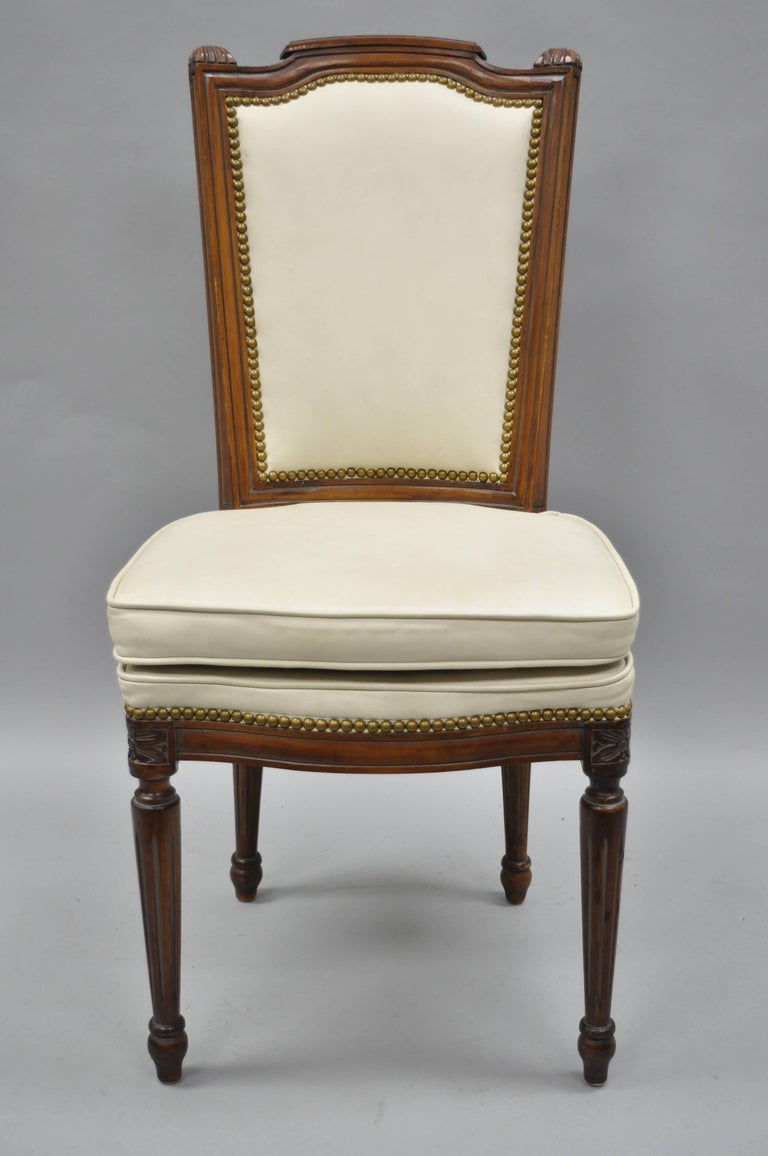 French Louis XVI Style Dining Chairs with Leather Upholstery Set of Eight at 1stDibs