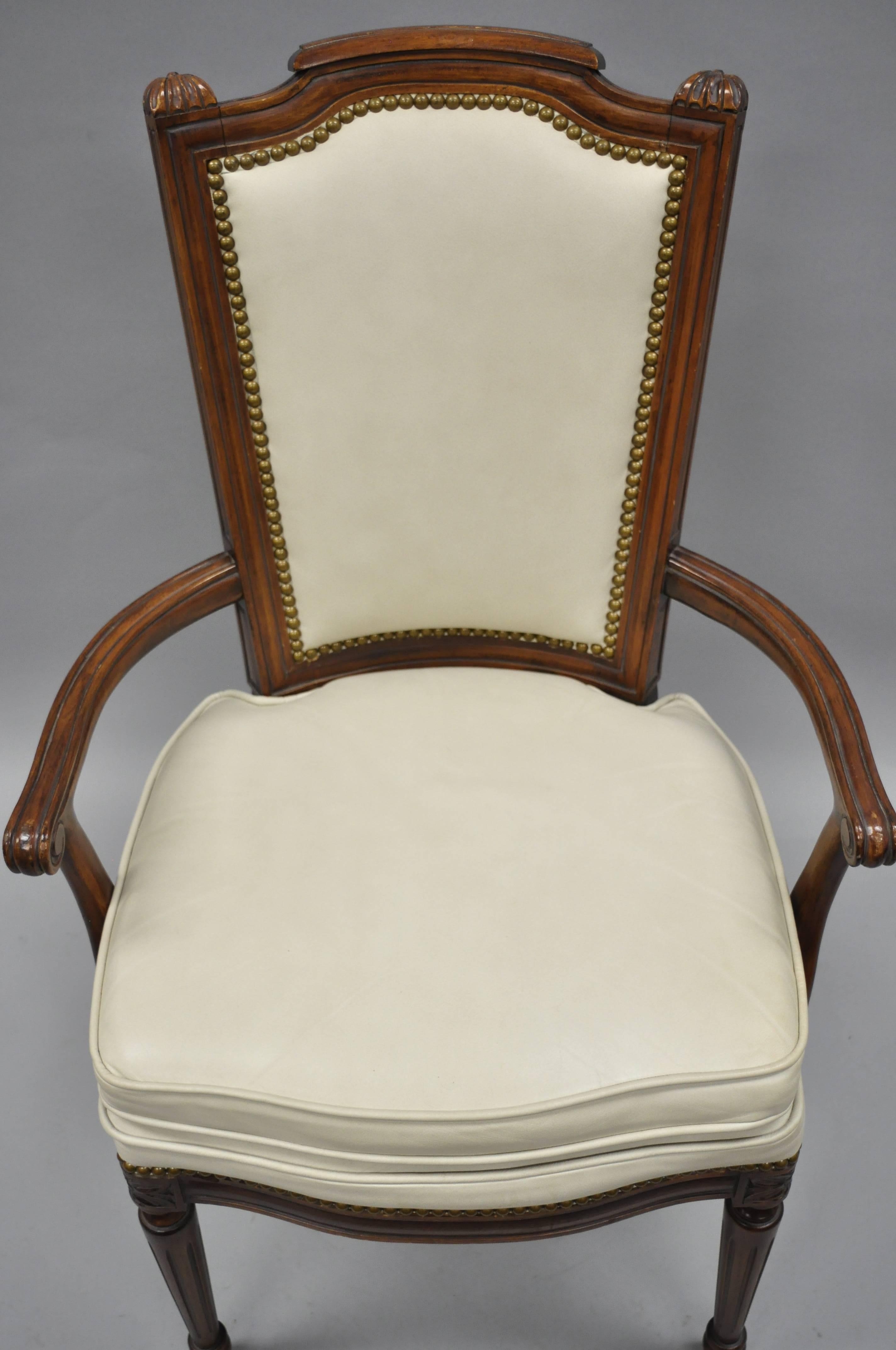 French Louis XVI Style Dining Chairs with Leather Upholstery Set of Eight 3