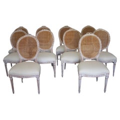 Set of 10 French Louis XVI Style Dining Room Chairs