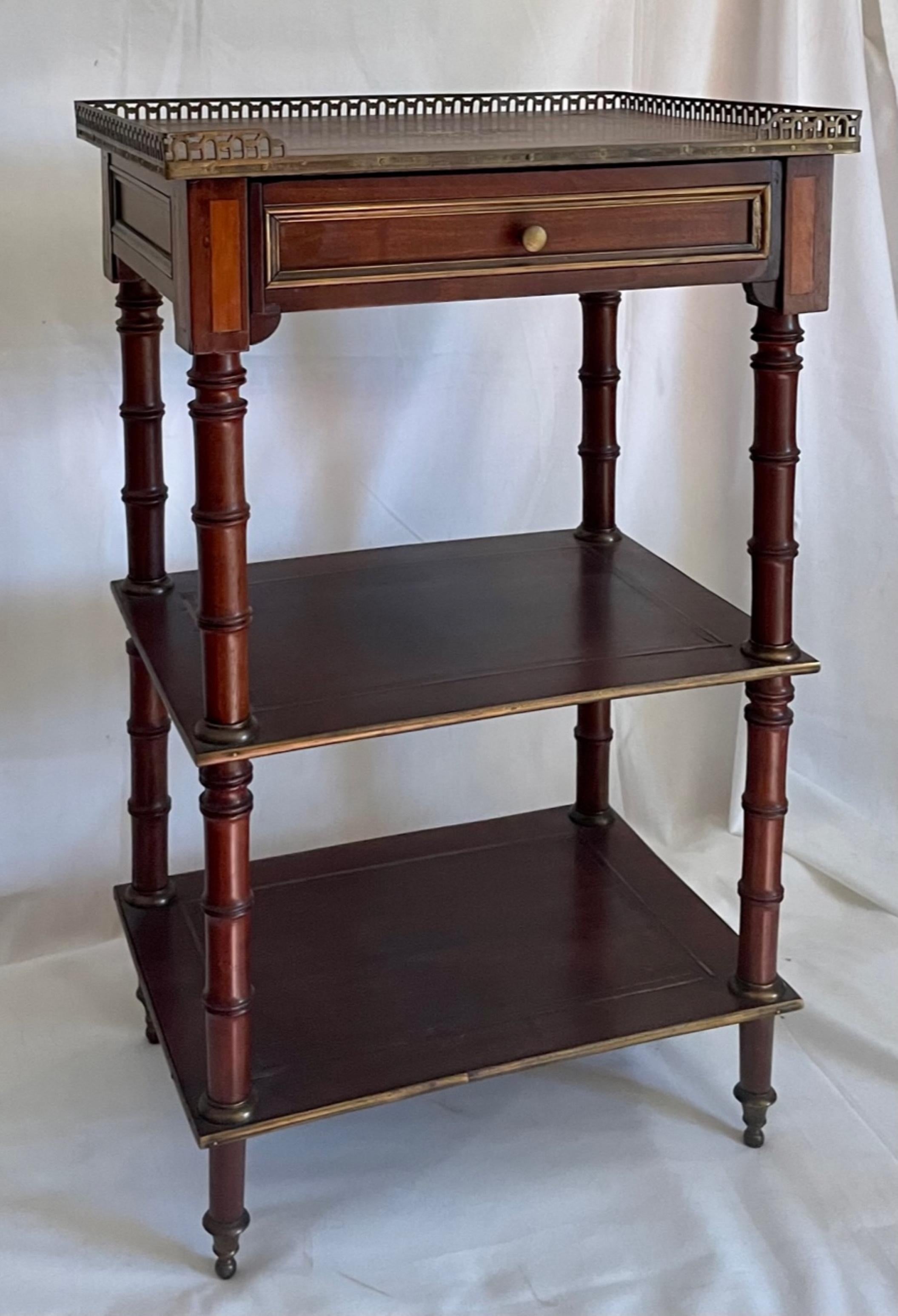 French Louis XVI Style Directoire Mahogany Etagere Side Table 7