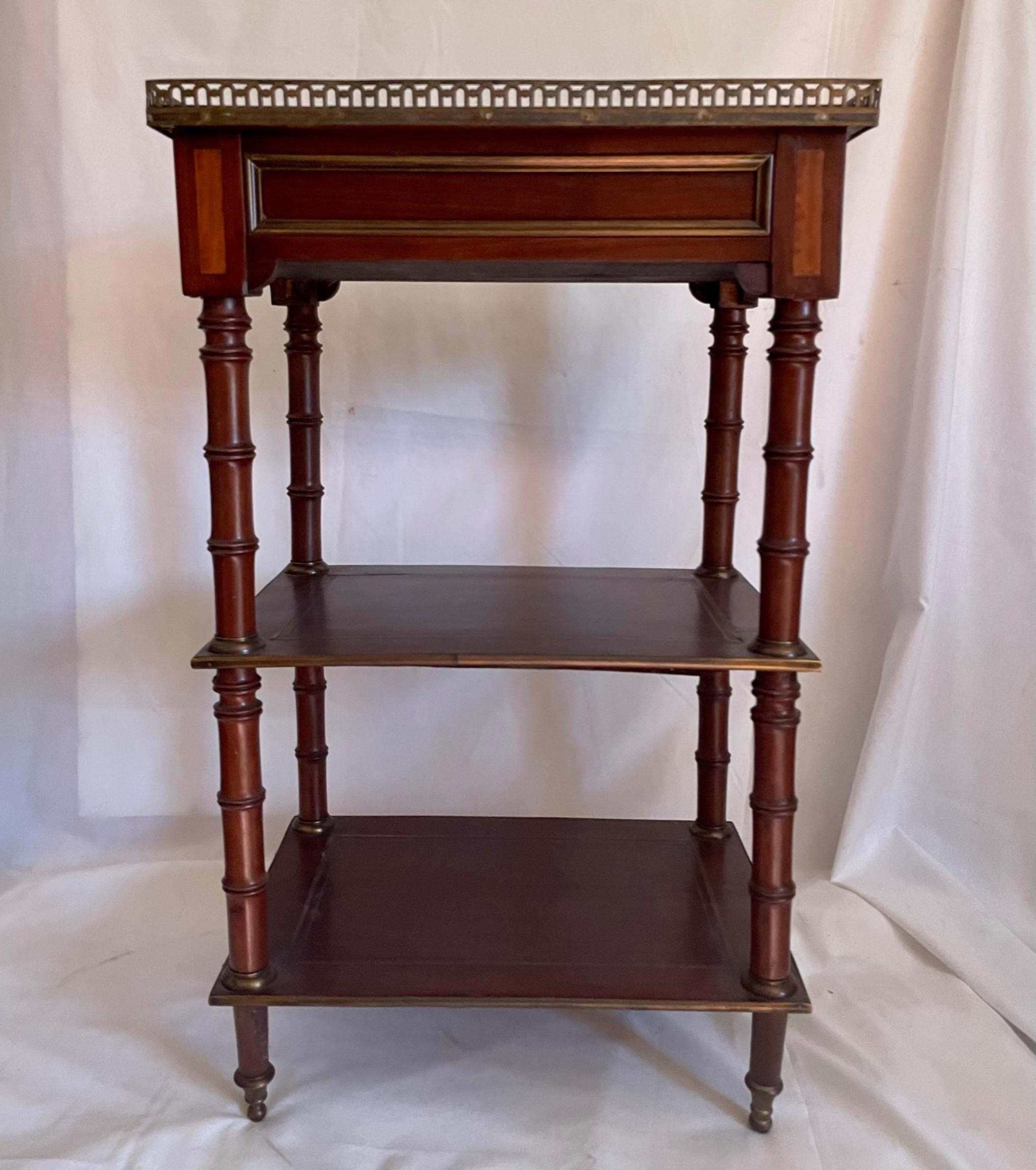 Inlay French Louis XVI Style Directoire Mahogany Etagere Side Table