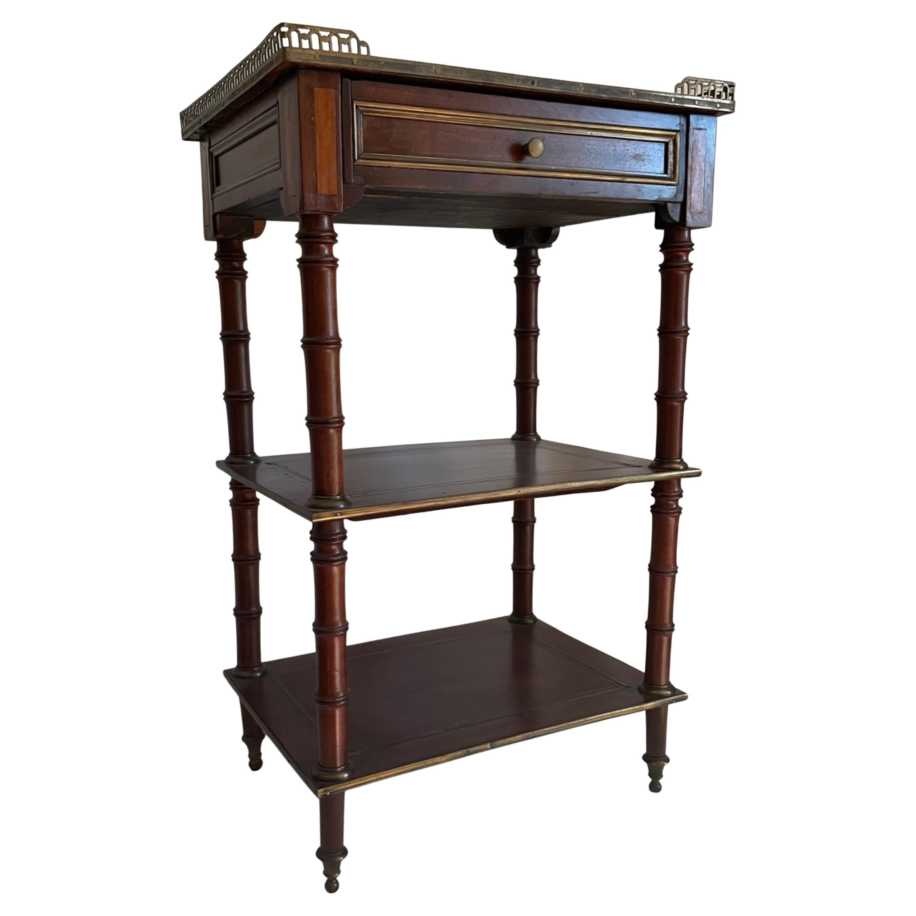 French Louis XVI Style Directoire Mahogany Etagere Side Table
