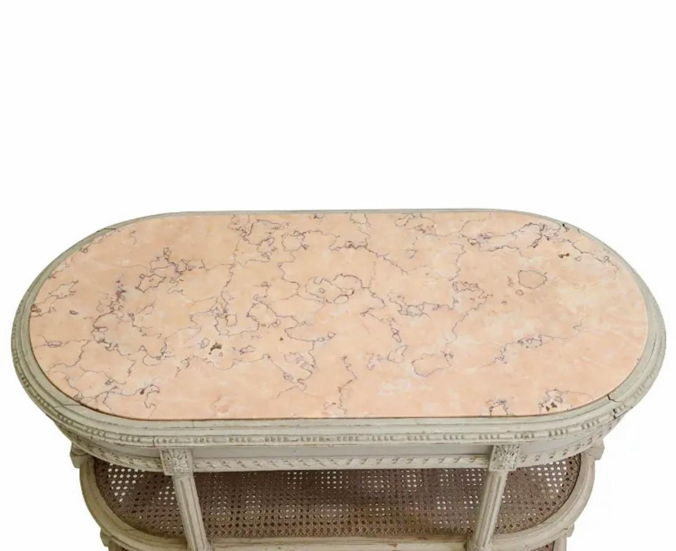 Hand-Crafted French Louis XVI Style Distressed Painted Server Table