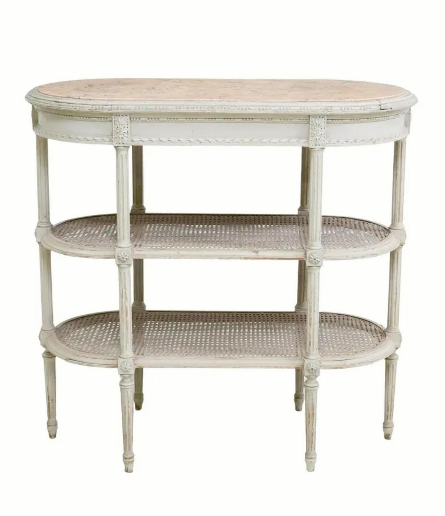 French Louis XVI Style Distressed Painted Server Table 1