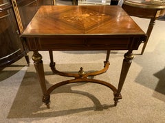 French louis XVI style drop side occasional table with marquetry
