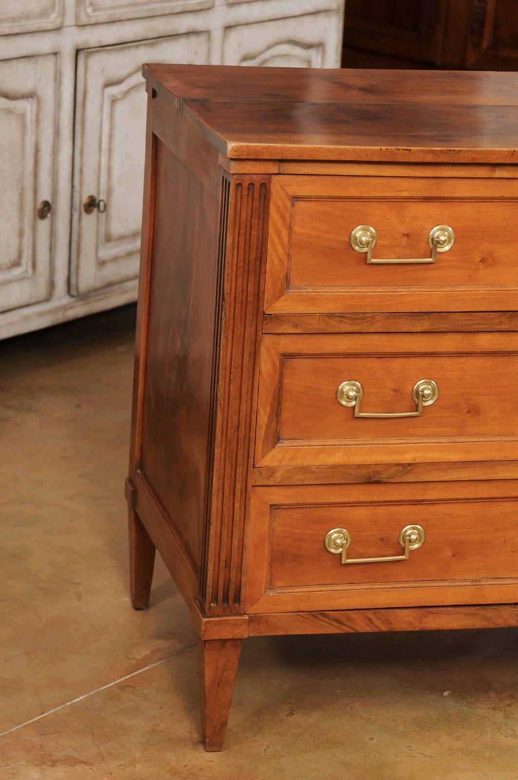 French Louis XVI Style Early 19th Century Walnut Commode with Three Drawers For Sale 9