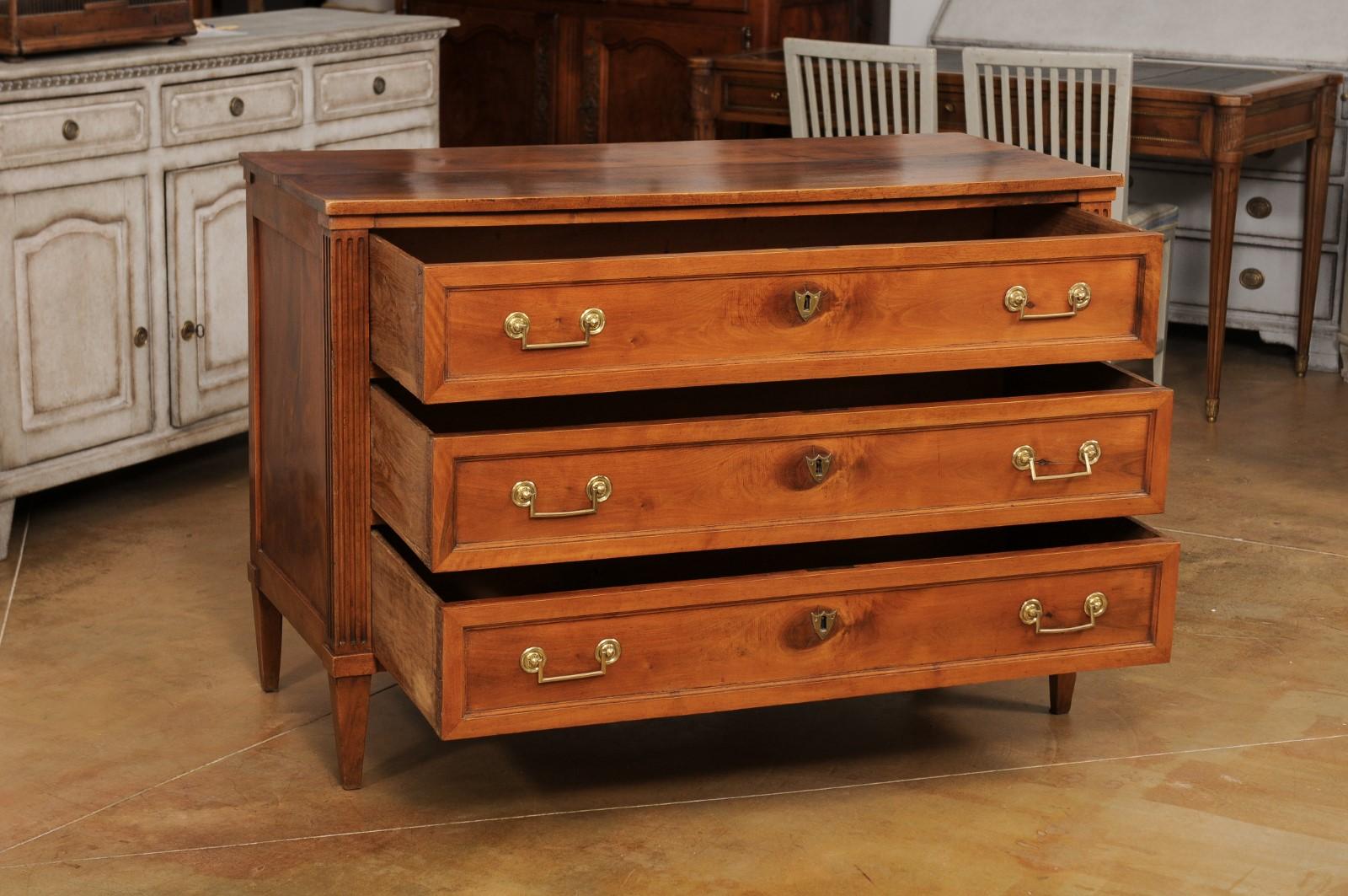 French Louis XVI Style Early 19th Century Walnut Commode with Three Drawers For Sale 12