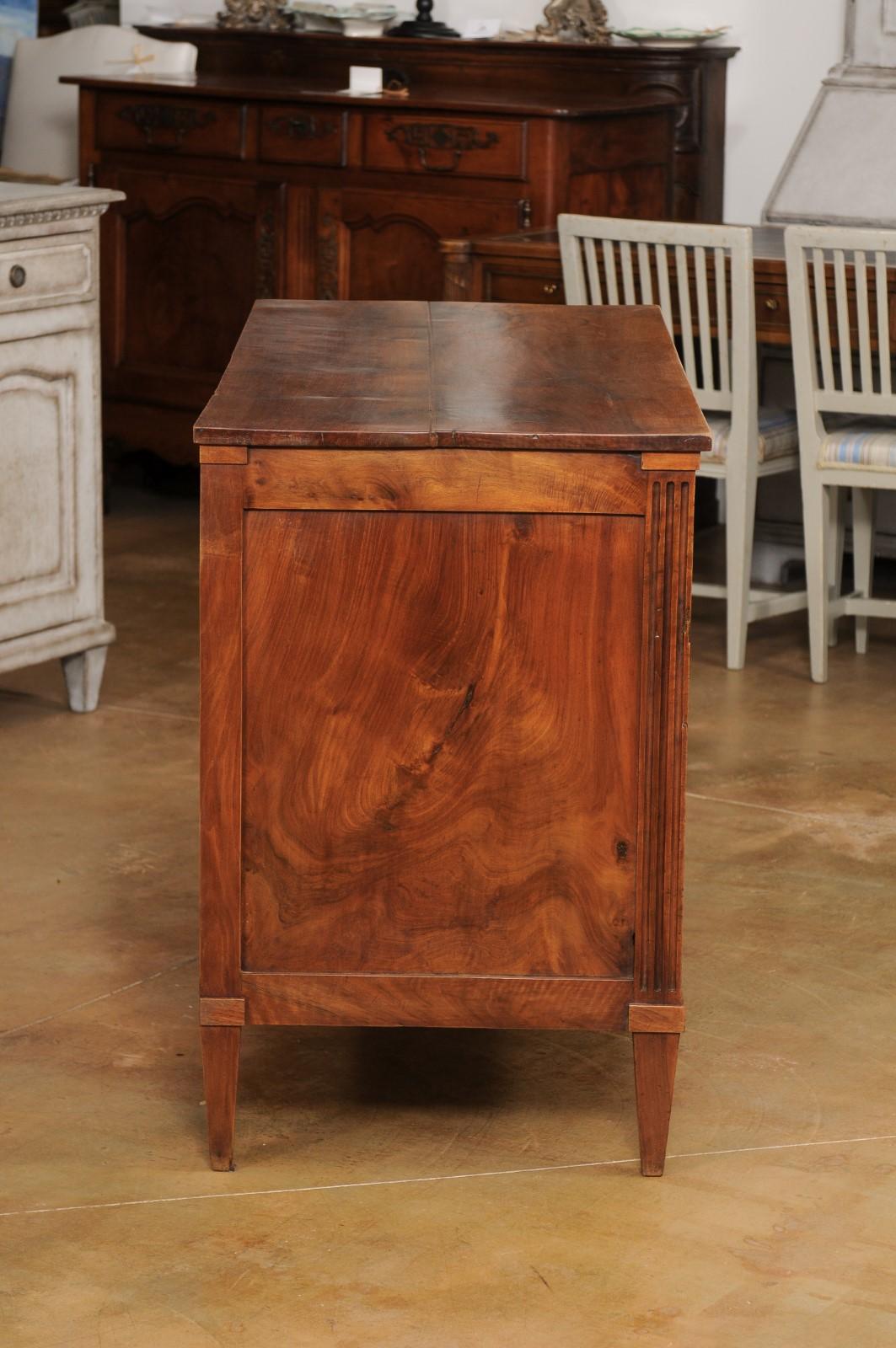 French Louis XVI Style Early 19th Century Walnut Commode with Three Drawers In Good Condition For Sale In Atlanta, GA