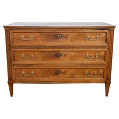French Louis XVI Style Early 19th Century Walnut Commode with Three Drawers