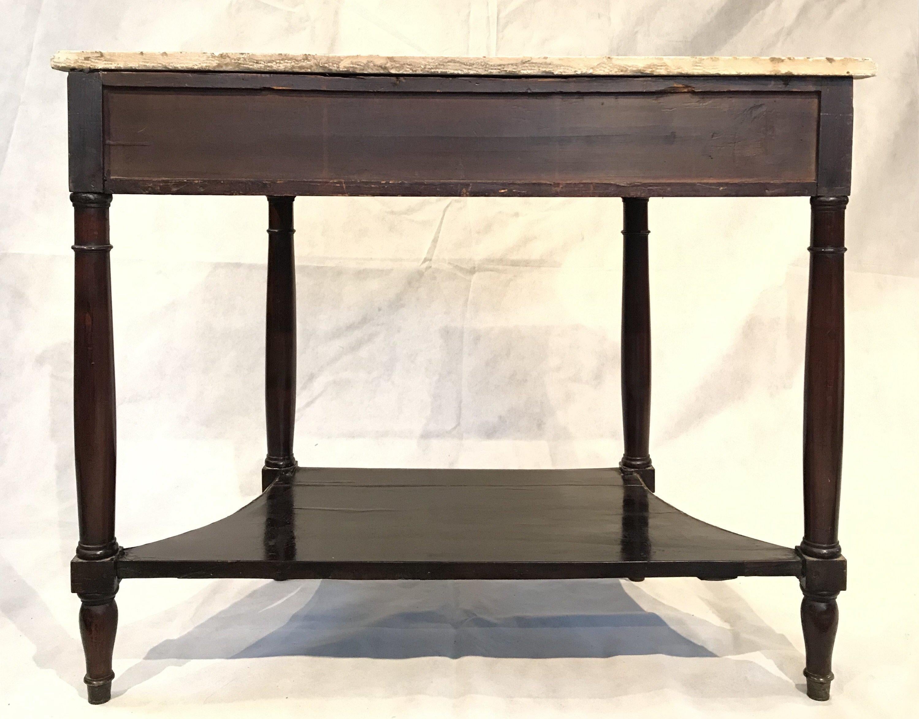 French Louis XVI Style Early Neoclassical Marble Top Console Side Table For Sale 6