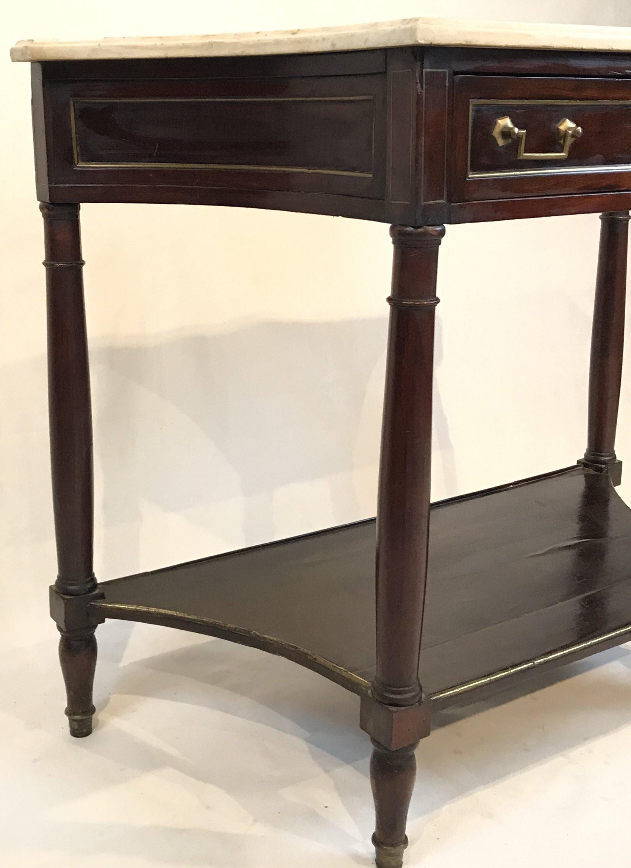 19th Century French Louis XVI Style Early Neoclassical Marble Top Console Side Table For Sale