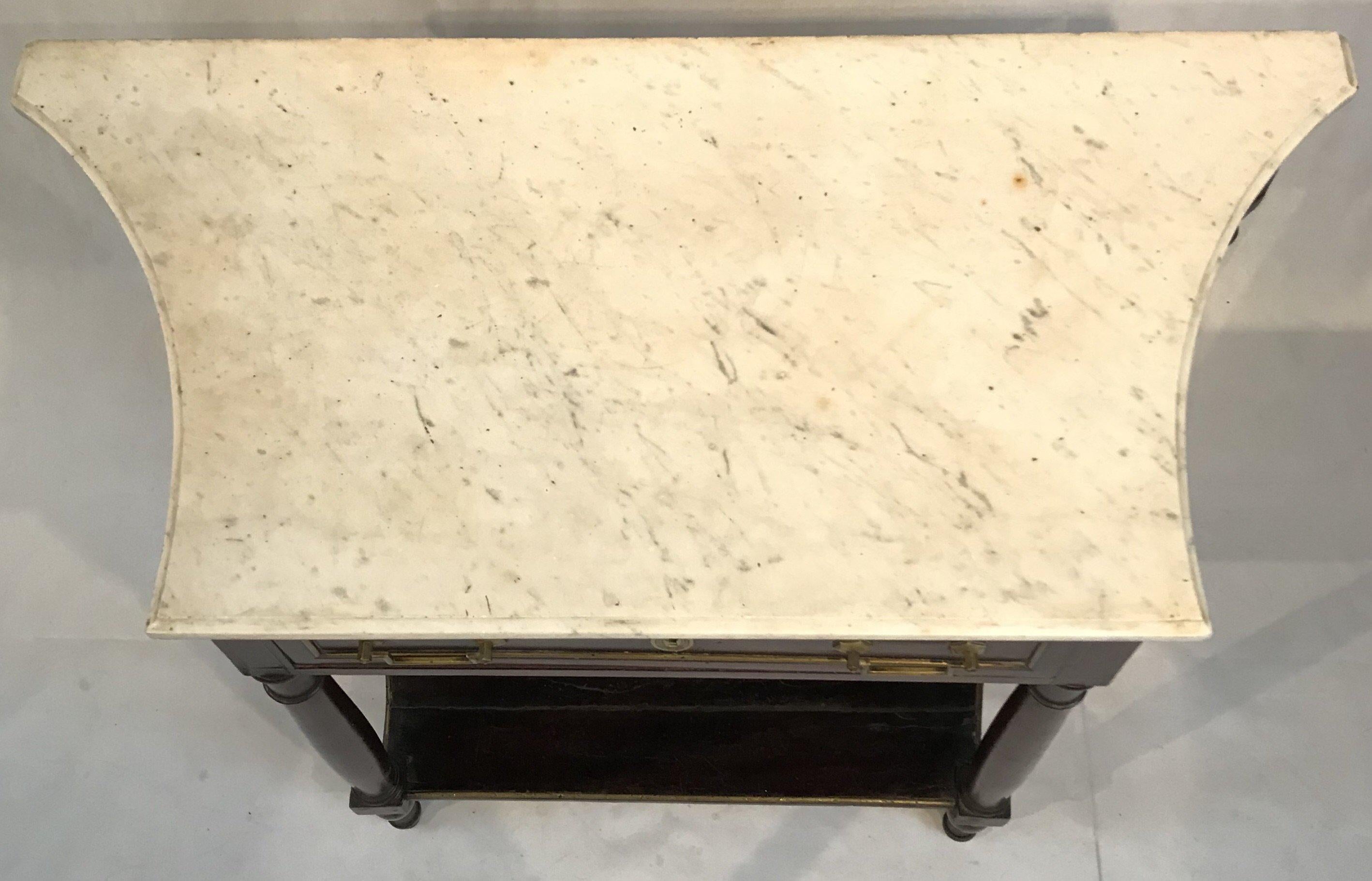 French Louis XVI Style Early Neoclassical Marble Top Console Side Table For Sale 3