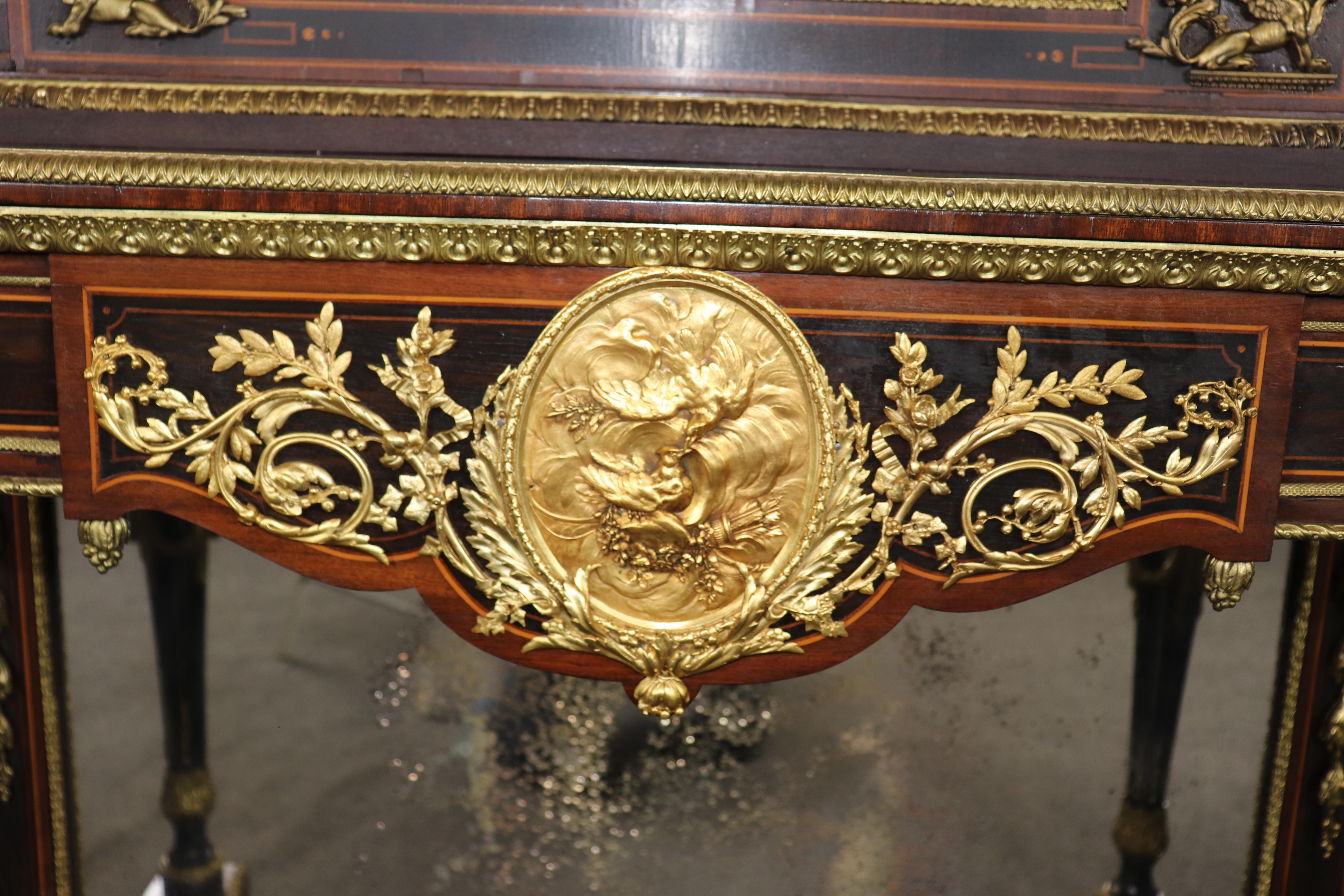 Cabinet de style Louis XVI en bronze et ébonite avec plaques de porcelaine Att Roulin en vente 11