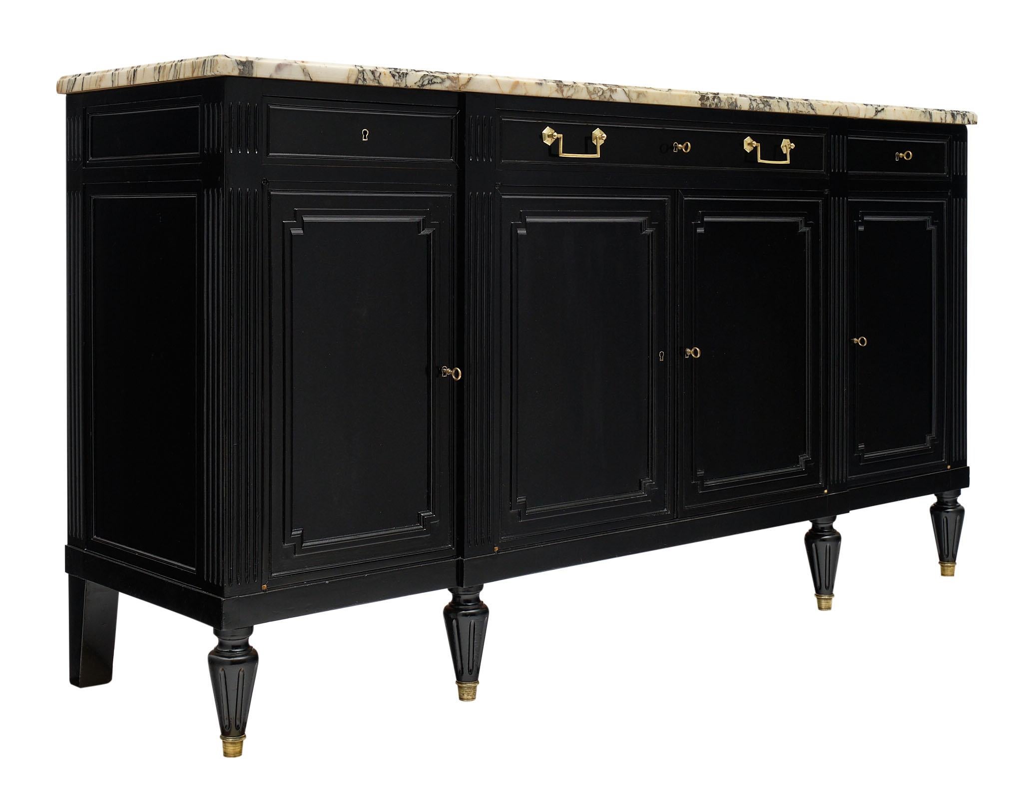French Louis XVI Style Ebonized Buffet In Good Condition In Austin, TX