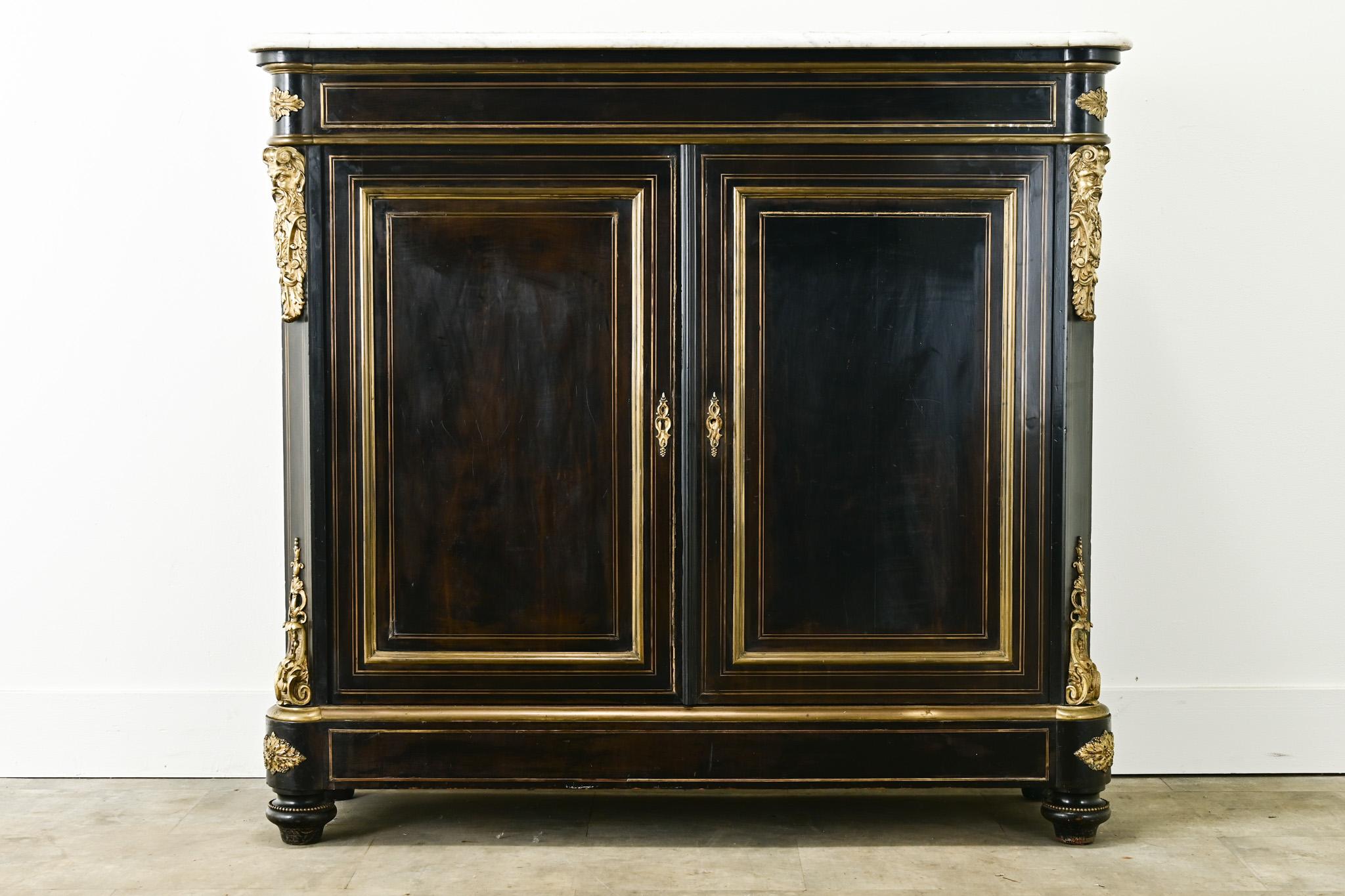 Hand-Carved French Louis XVI Style Ebonized Buffet For Sale