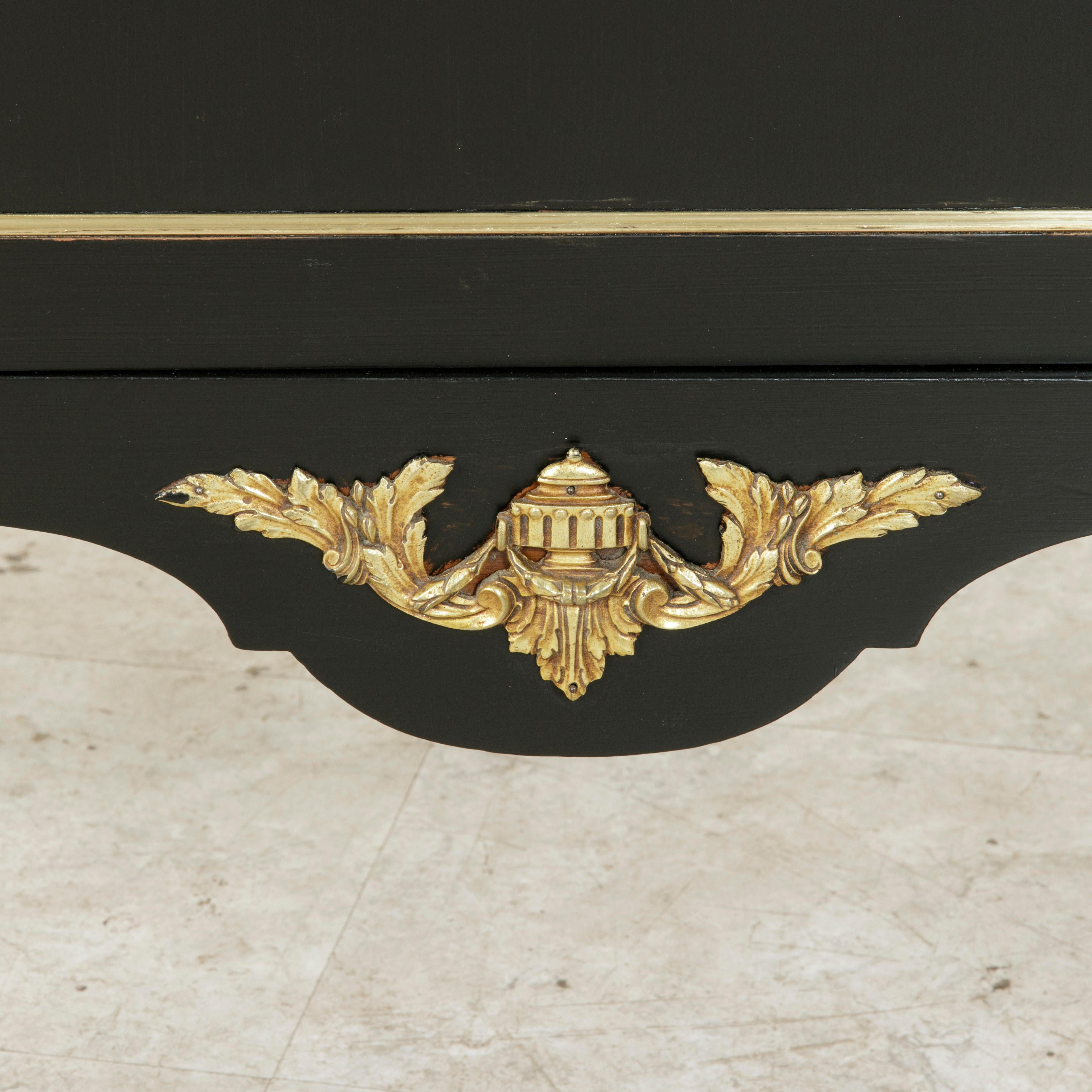 French Louis XVI Style Ebonized Buffet or Sideboard with White Marble Top 9