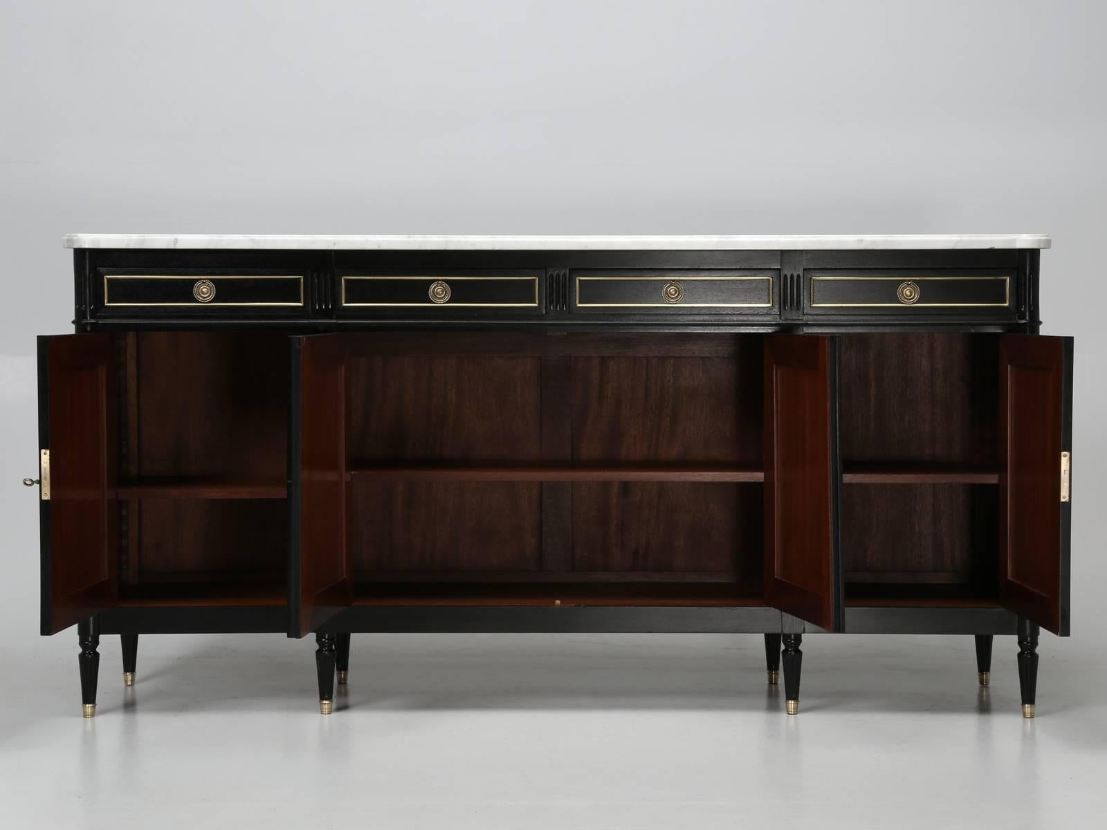 French Louis XVI Style Ebonized Buffet, with Marble Top 8
