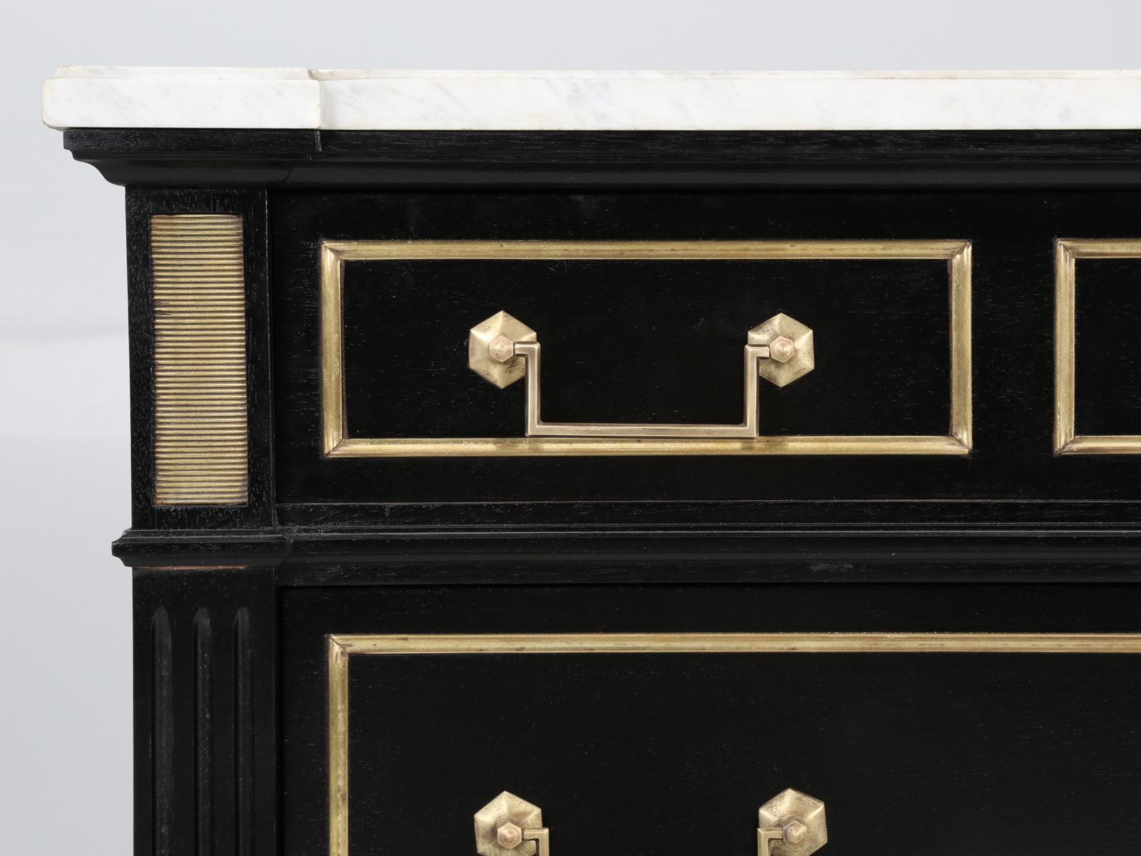 French Louis XVI Style Ebonized Commode, Dresser or Chest of Drawers 4