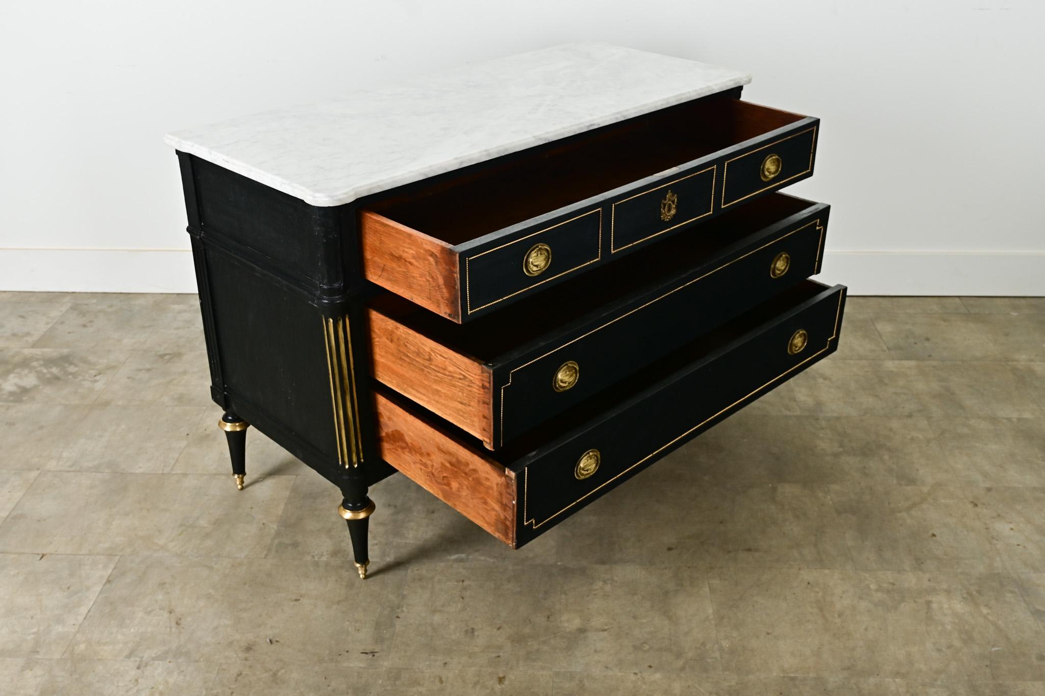 French Louis XVI Style Ebonized Commode 5