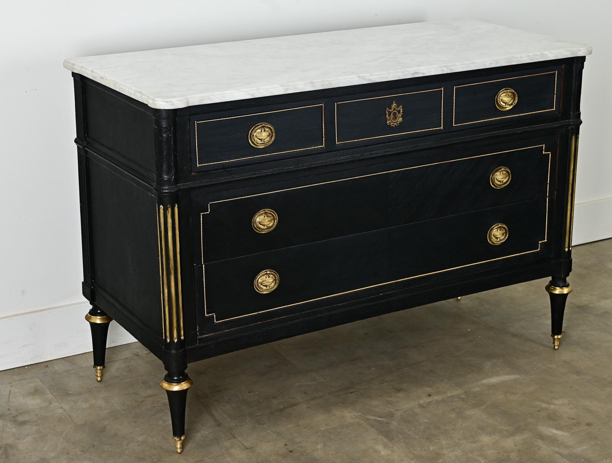French Louis XVI Style Ebonized Commode In Good Condition In Baton Rouge, LA